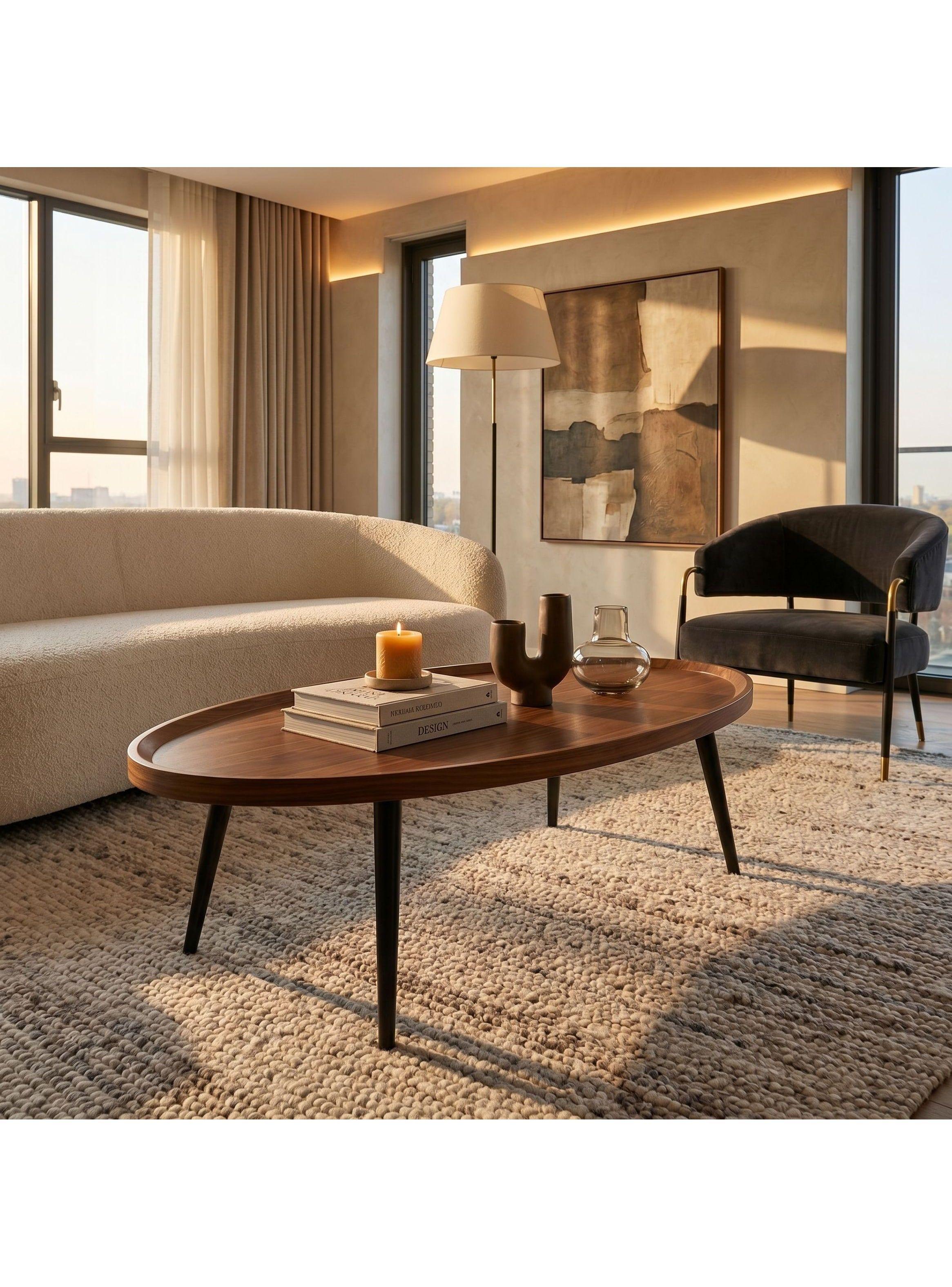 Mesa De Centro Elipse Living Vanguardia Madera Nactural-6
