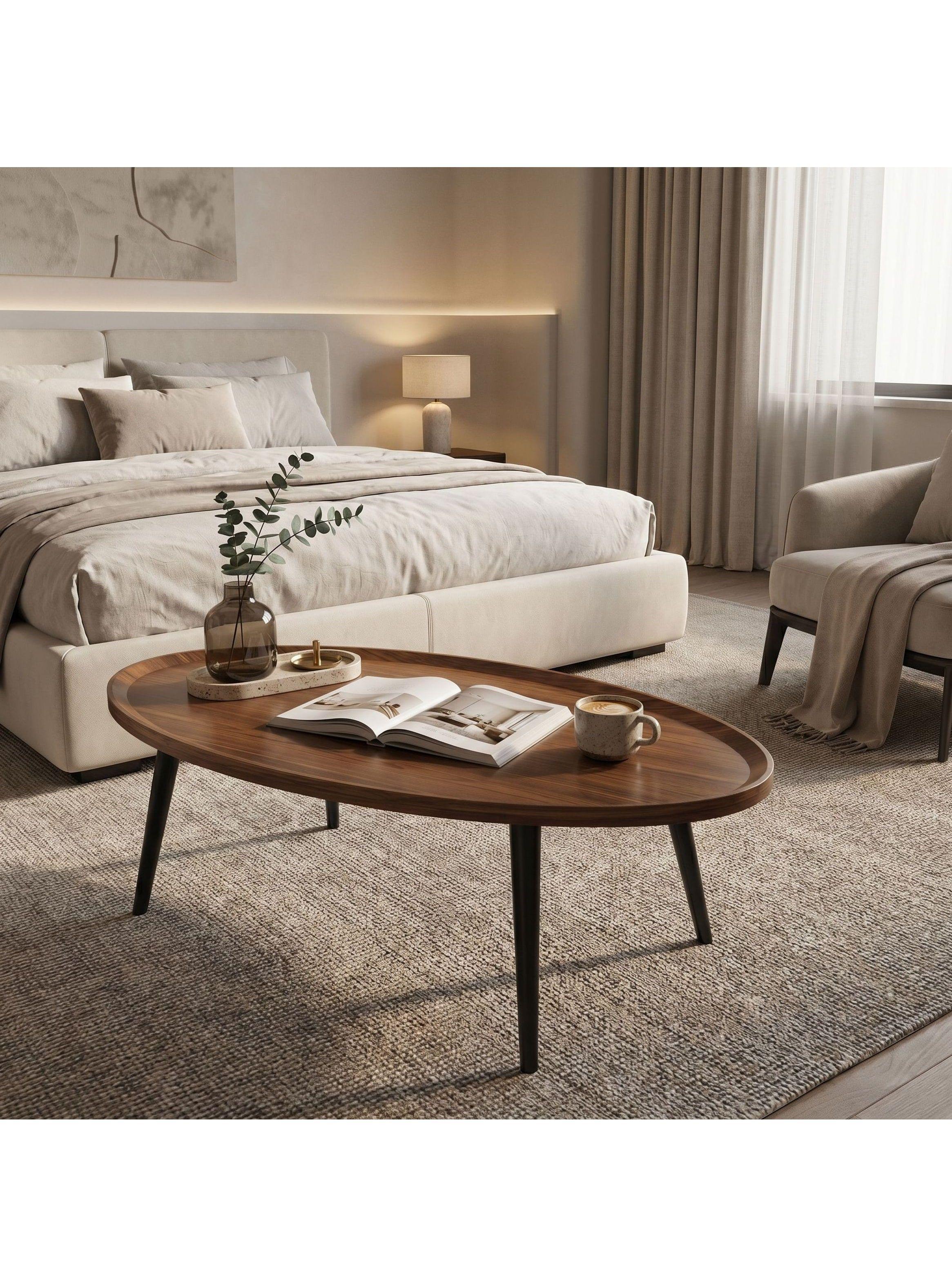 Mesa De Centro Elipse Living Vanguardia Madera Nactural-7