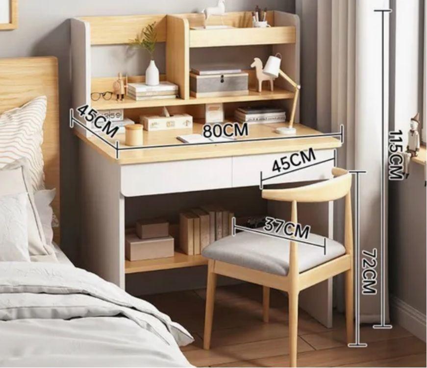 Escritorio Con Cajones Estanteria Para Libros Y Organizador-3