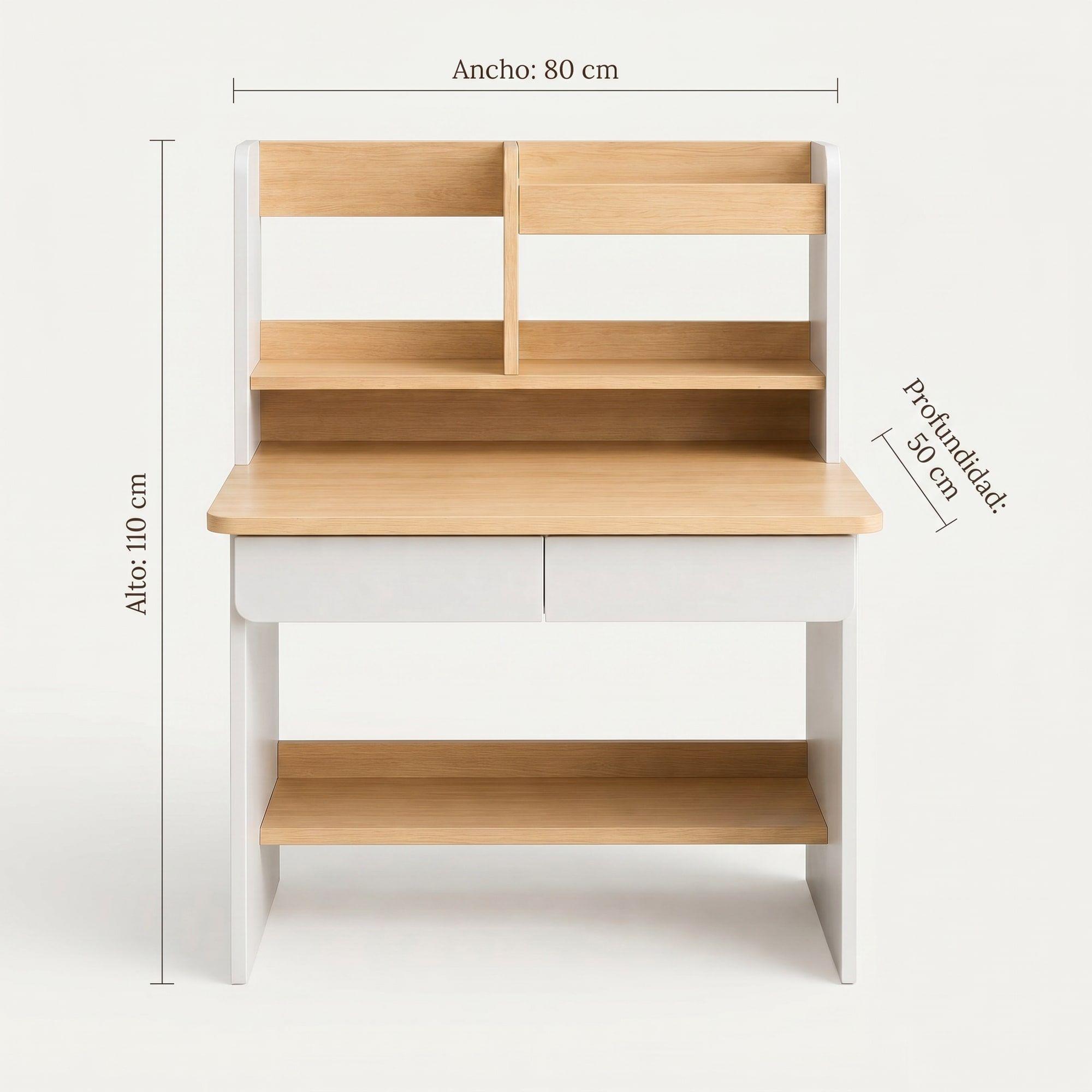 Escritorio Con Cajones Estanteria Para Libros Y Organizador-3
