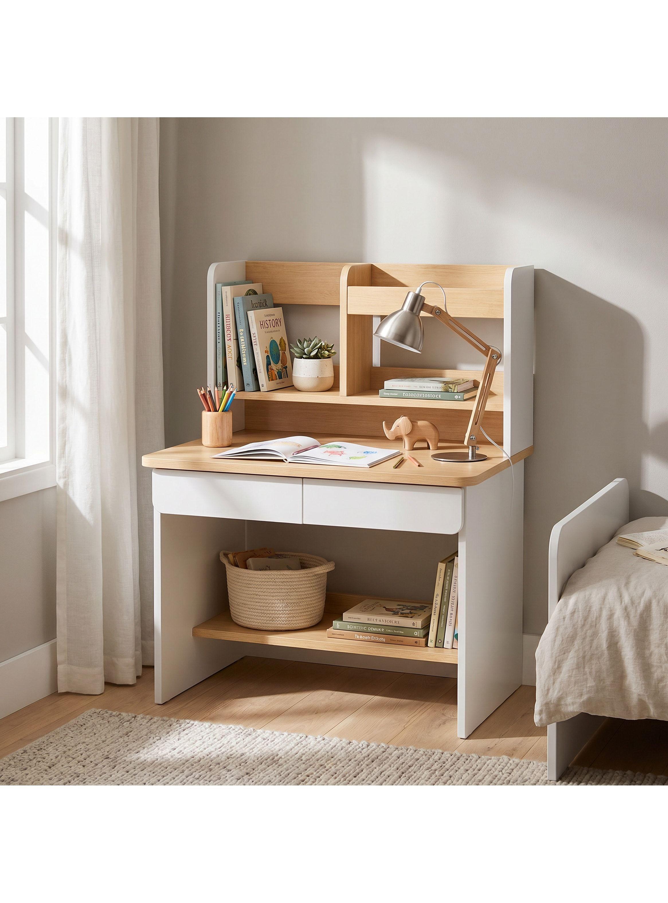 Escritorio Con Cajones Estanteria Para Libros Y Organizador-1