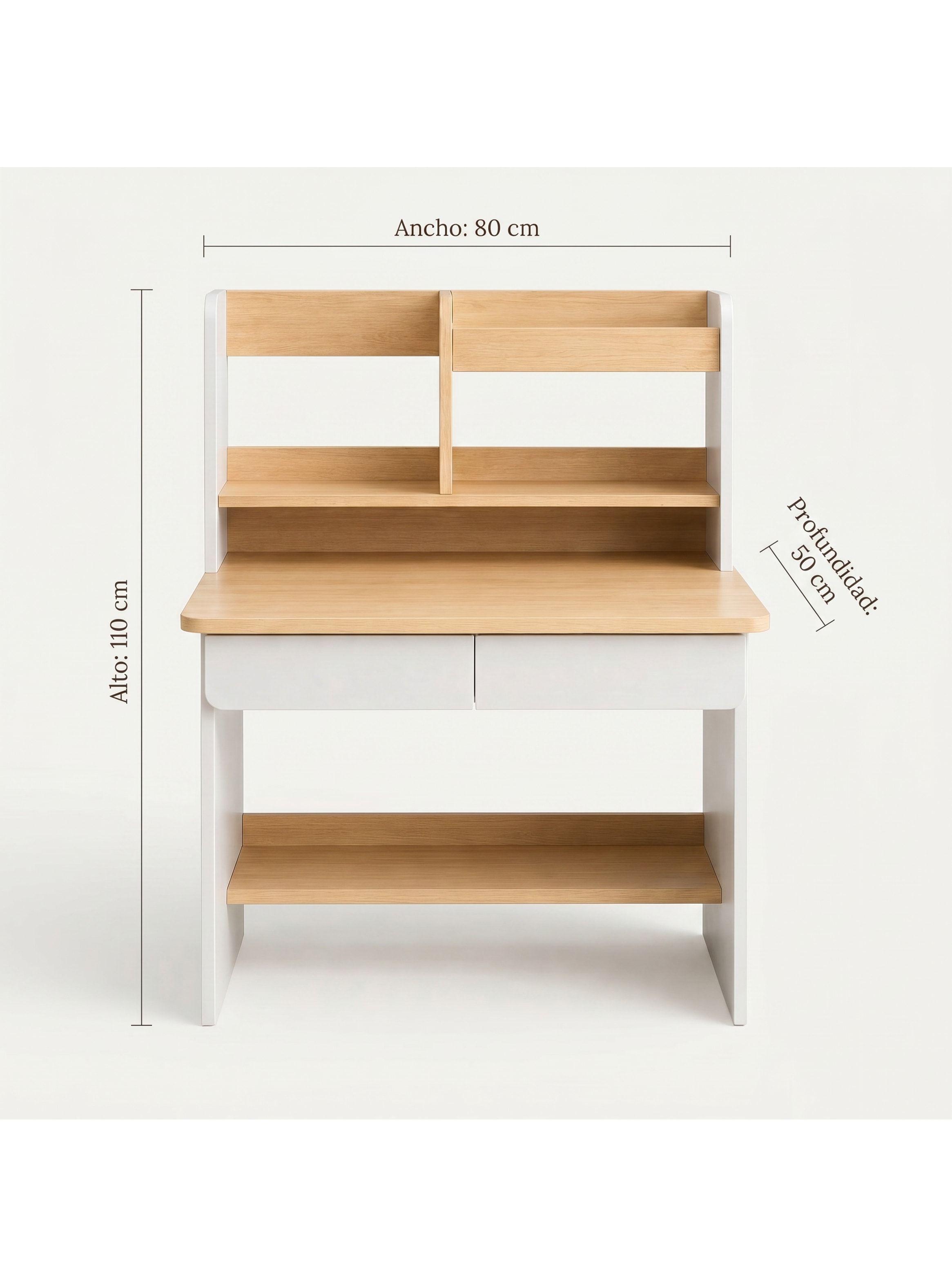 Escritorio Con Cajones Estanteria Para Libros Y Organizador-3