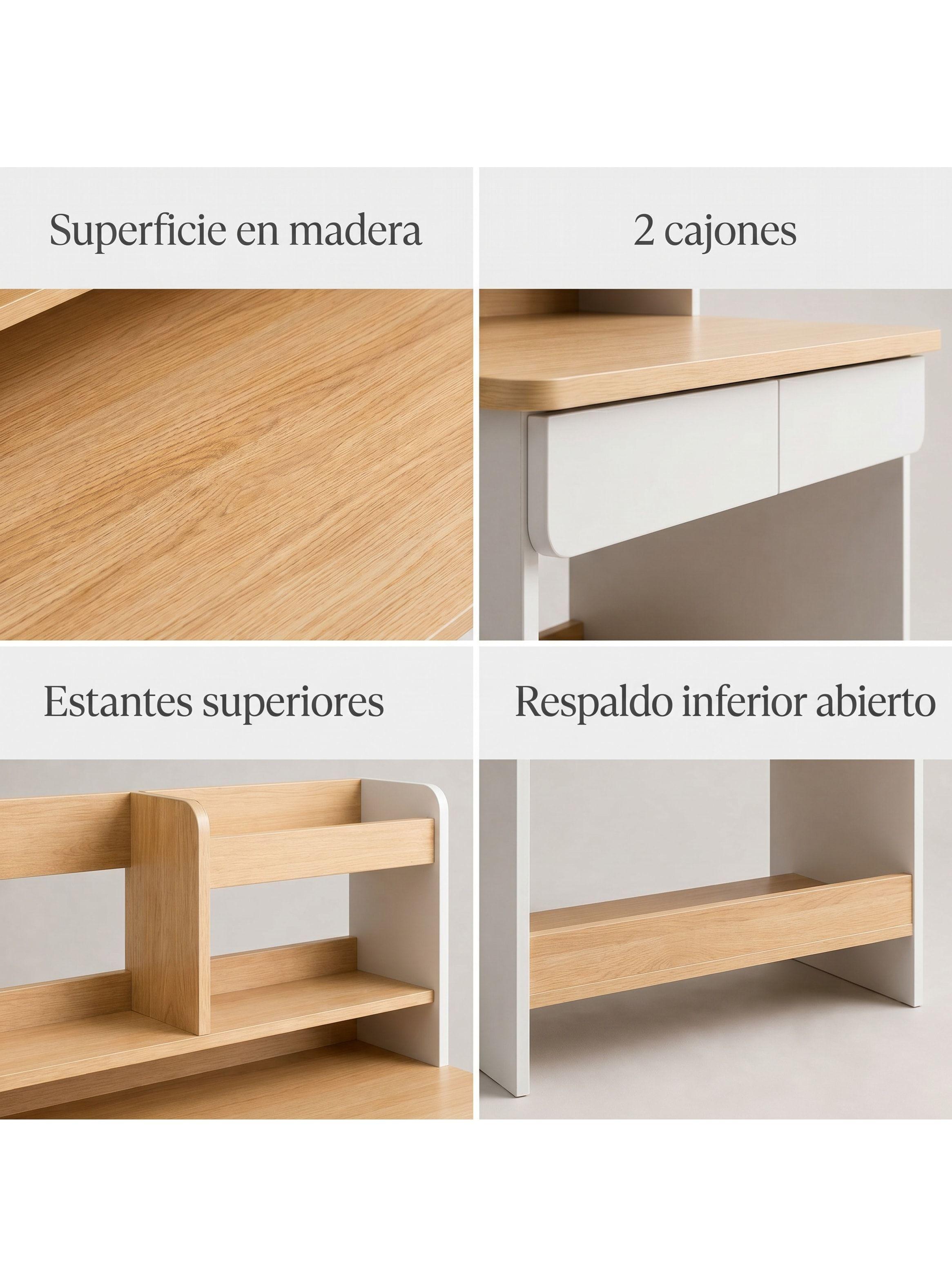 Escritorio Con Cajones Estanteria Para Libros Y Organizador-4