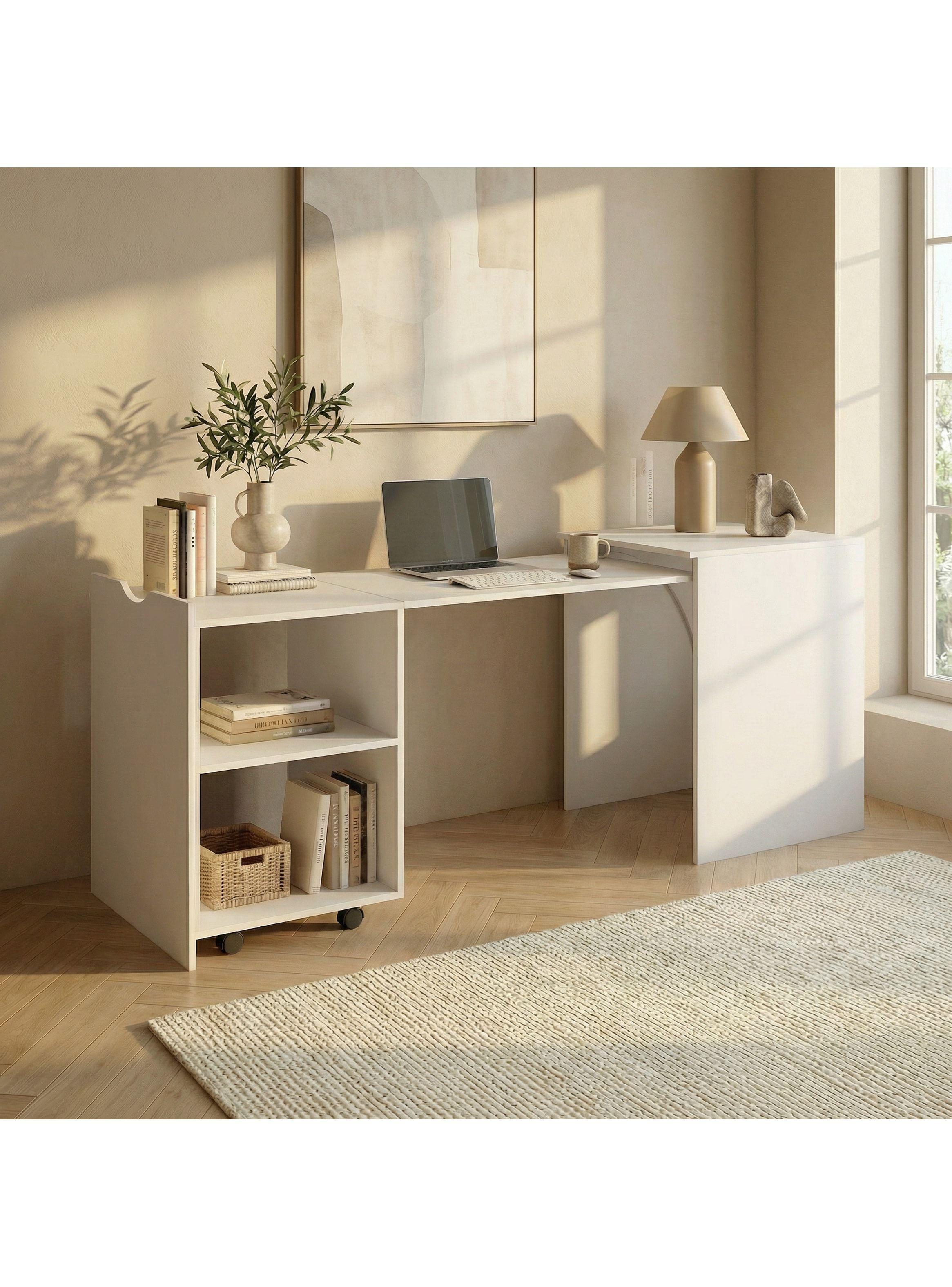 Escritorio Plegable Para Studio 140x44x80 Con Dos Repisa Blanco-0