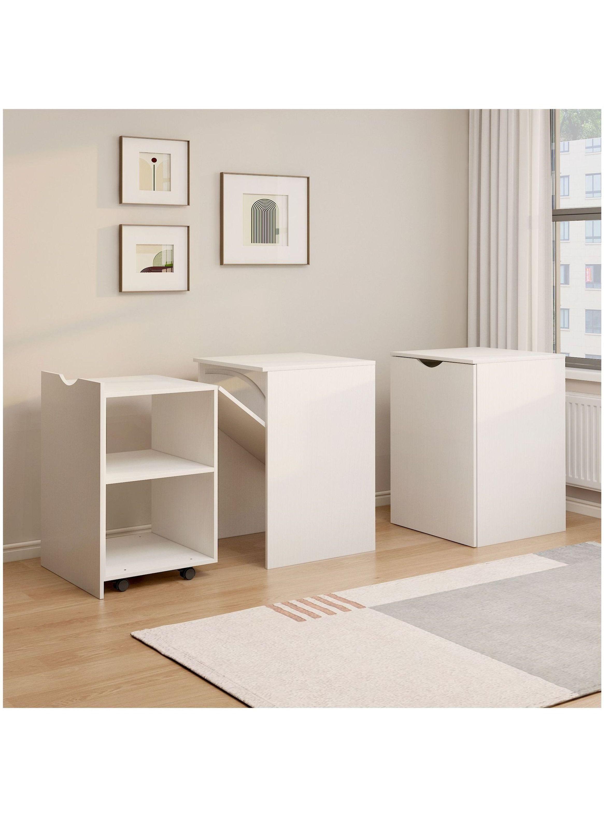 Escritorio Plegable Para Studio 140x44x80 Con Dos Repisa Blanco-1