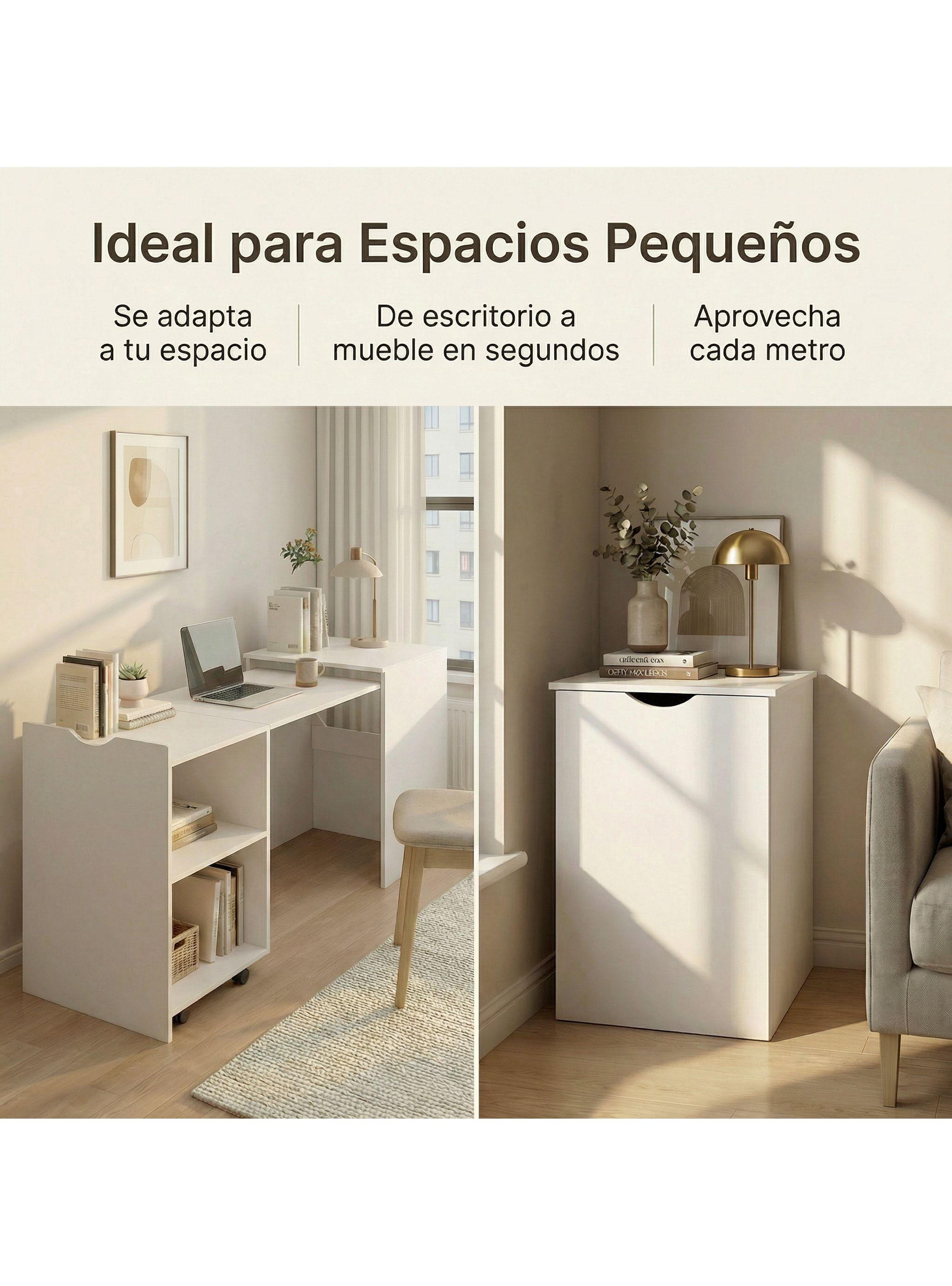 Escritorio Plegable Para Studio 140x44x80 Con Dos Repisa Blanco-4