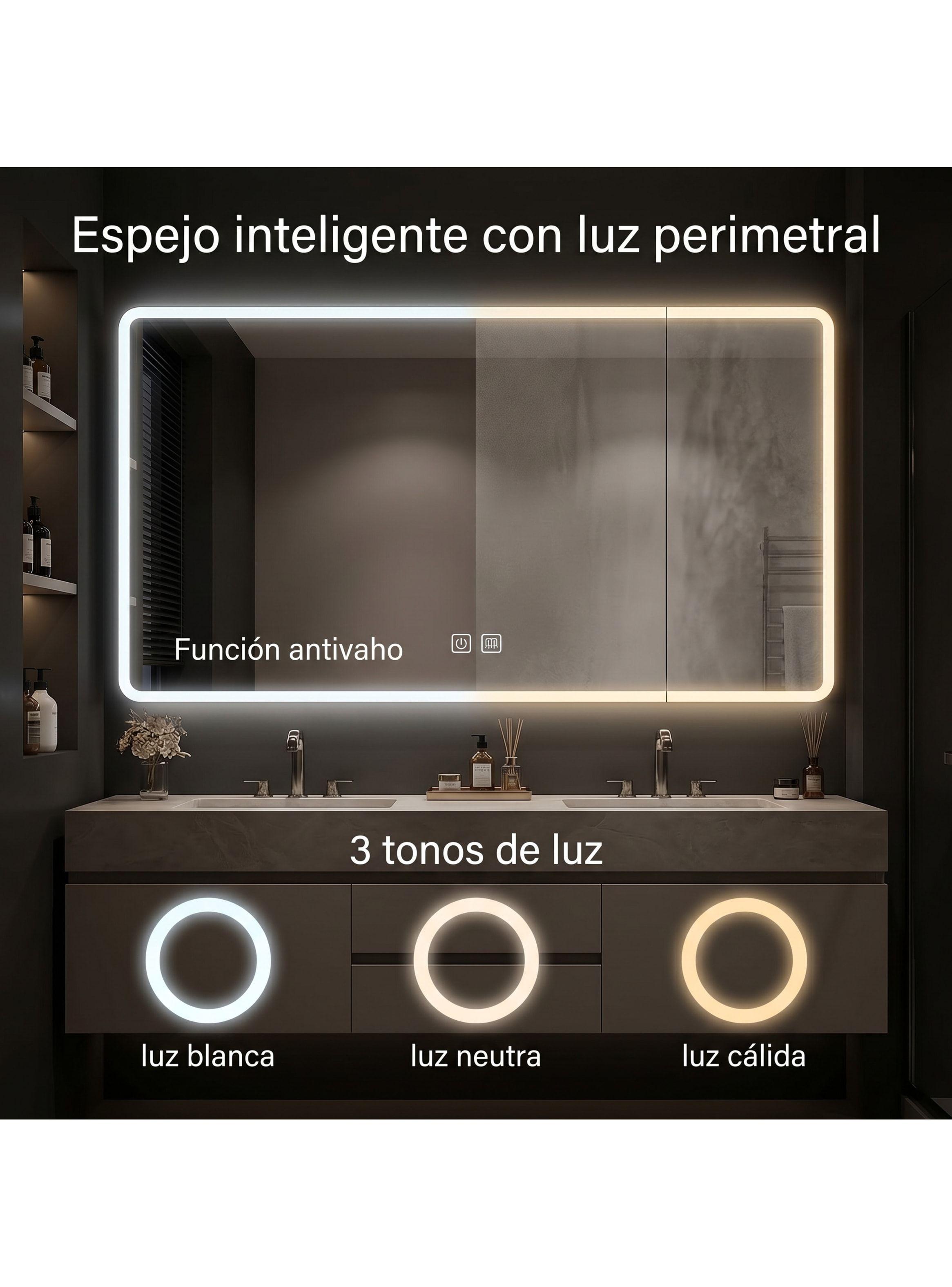 Vanitorio Luz Con Sensor + Botiquín Espejo Inteligente 80e Blanco Un Agujero-8