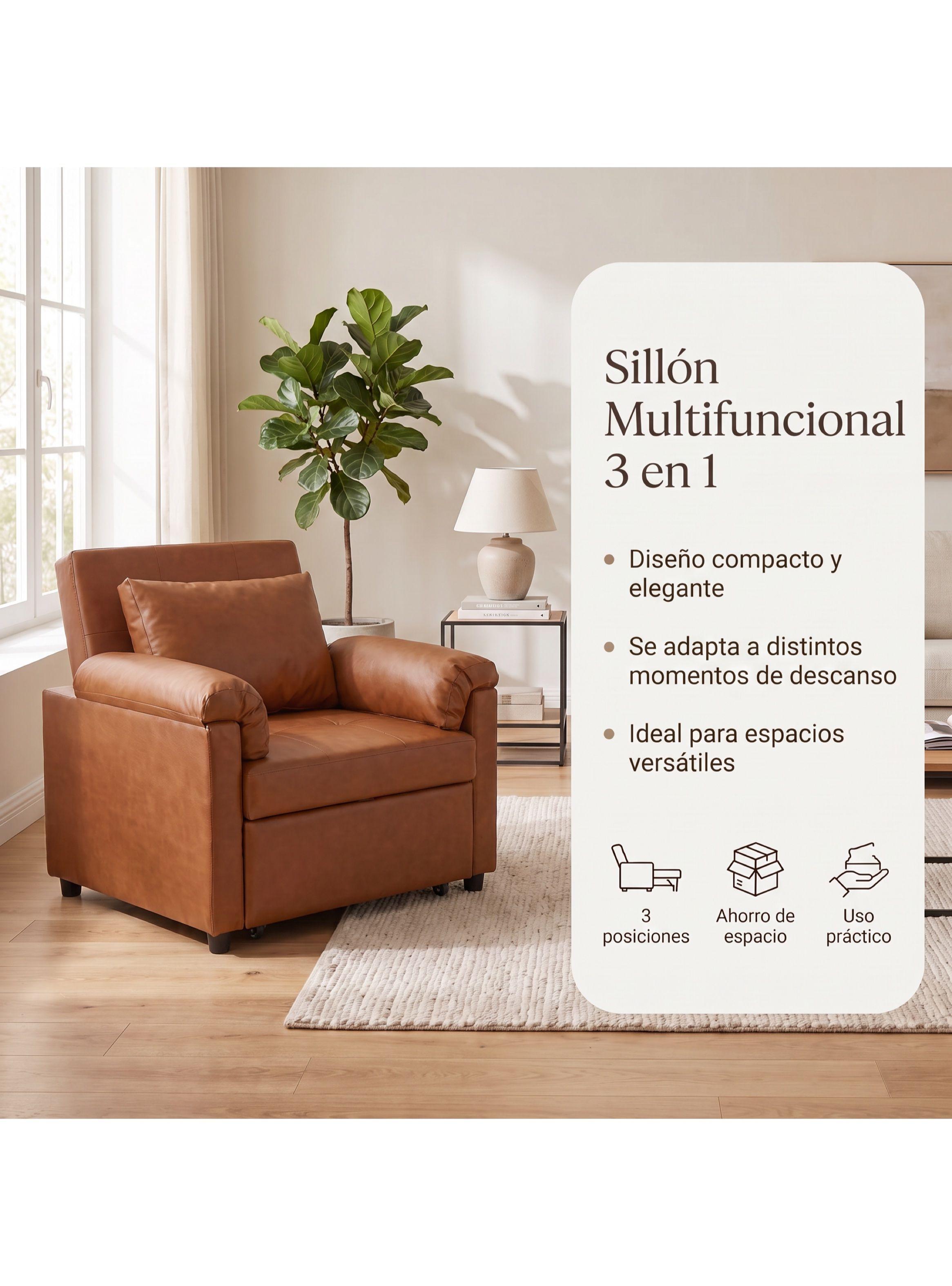 Sillón Cama Individual Extensible Reclinable 3 En 1 Compacto-1