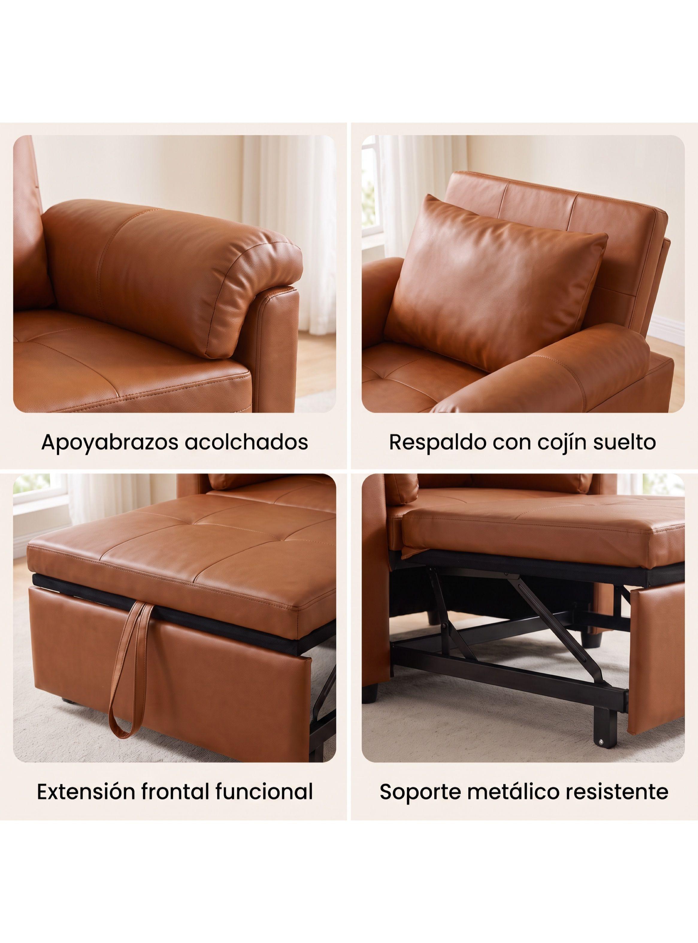 Sillón Cama Individual Extensible Reclinable 3 En 1 Compacto-3