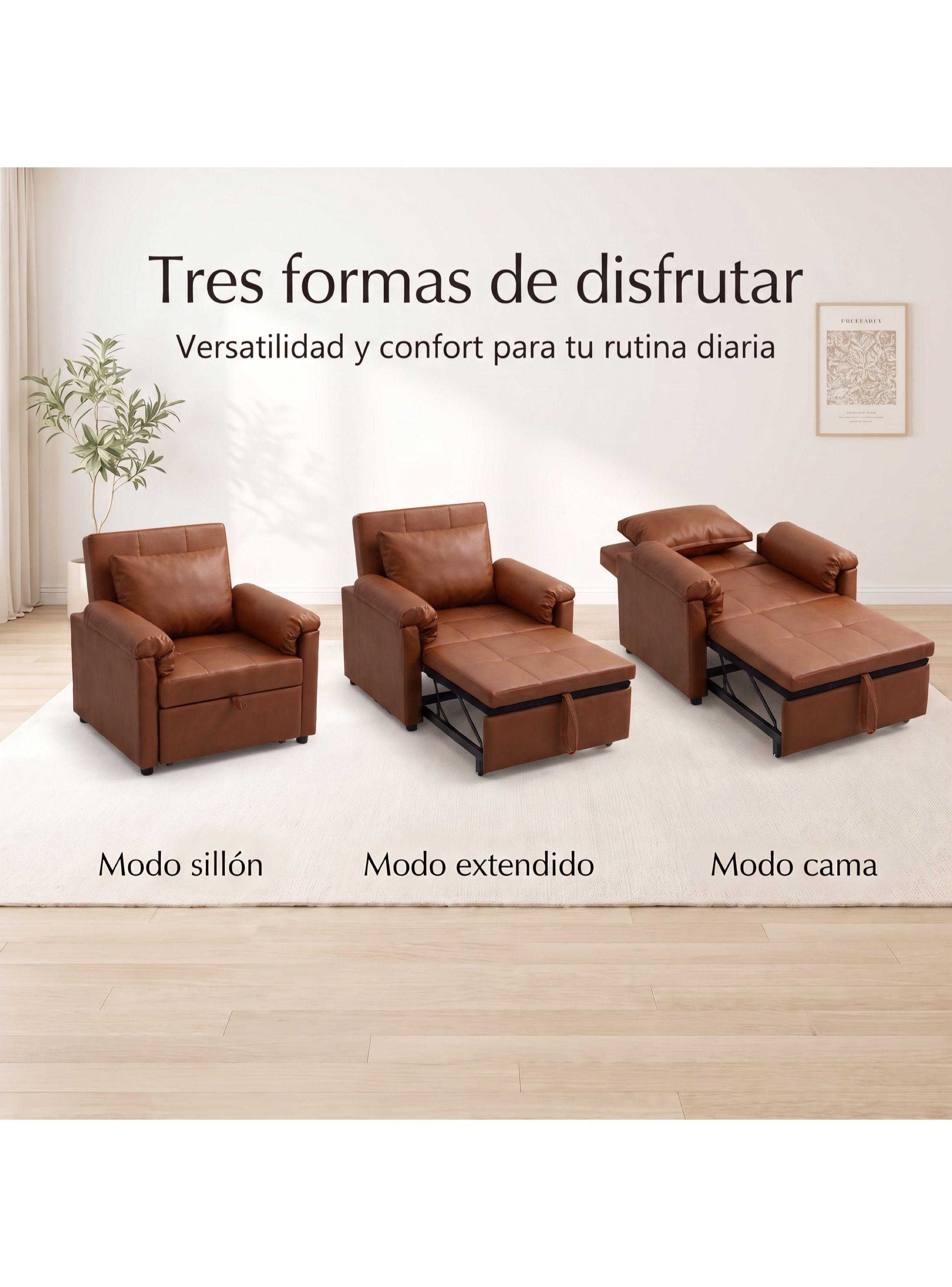 Sillón Cama Individual Extensible Reclinable 3 En 1 Compacto-7