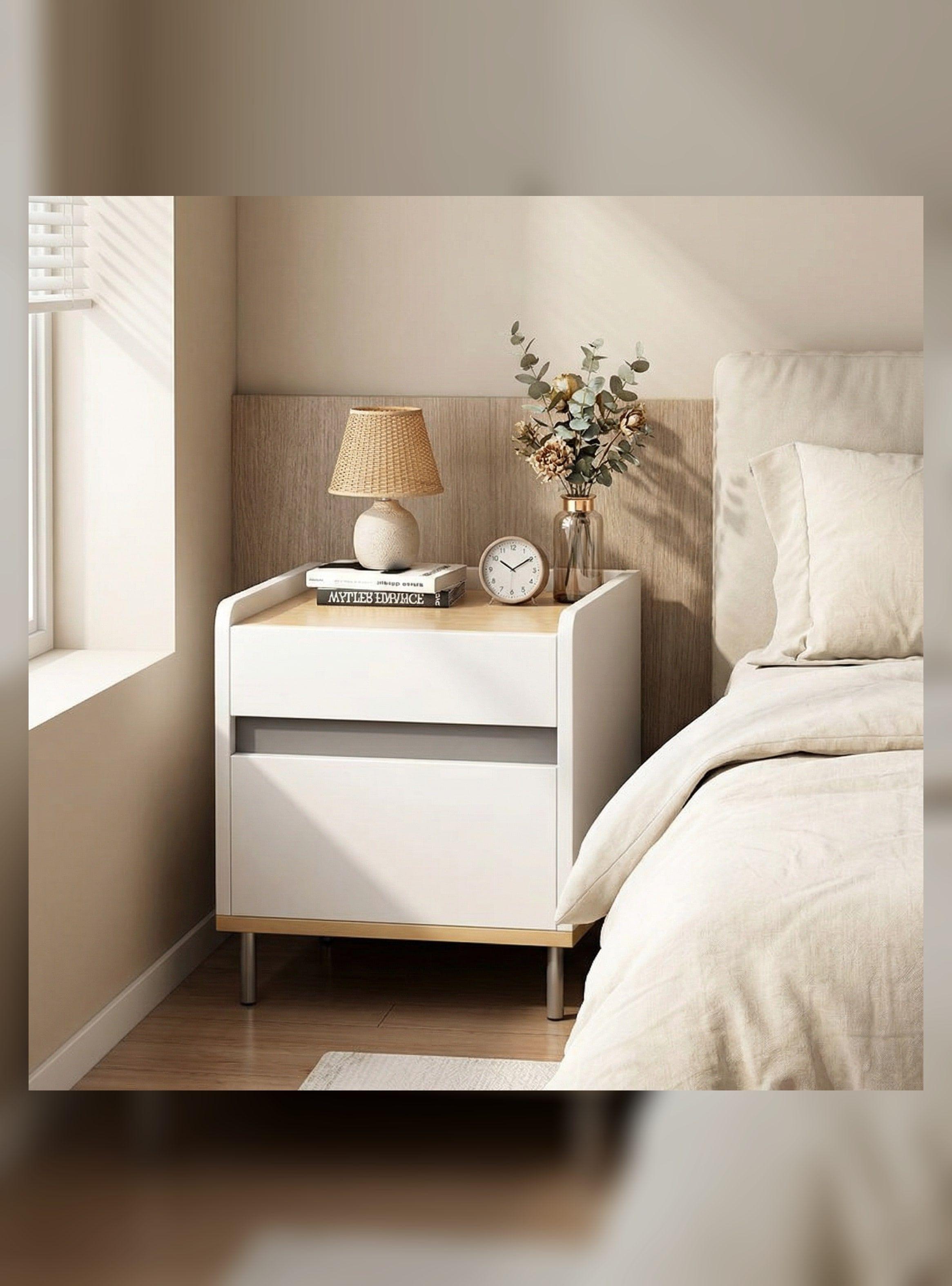 Velador 2 Niveles Con Cajones Bicolor Moderno 45*40*60cm-0