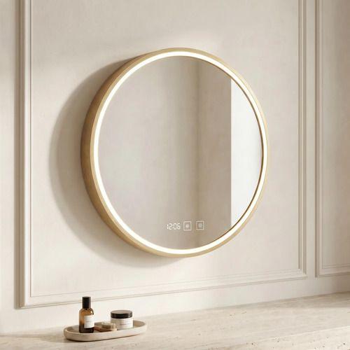 Espejo Marco Melalico Con Luz Led Touch Para Baño 60cm Dorado-6