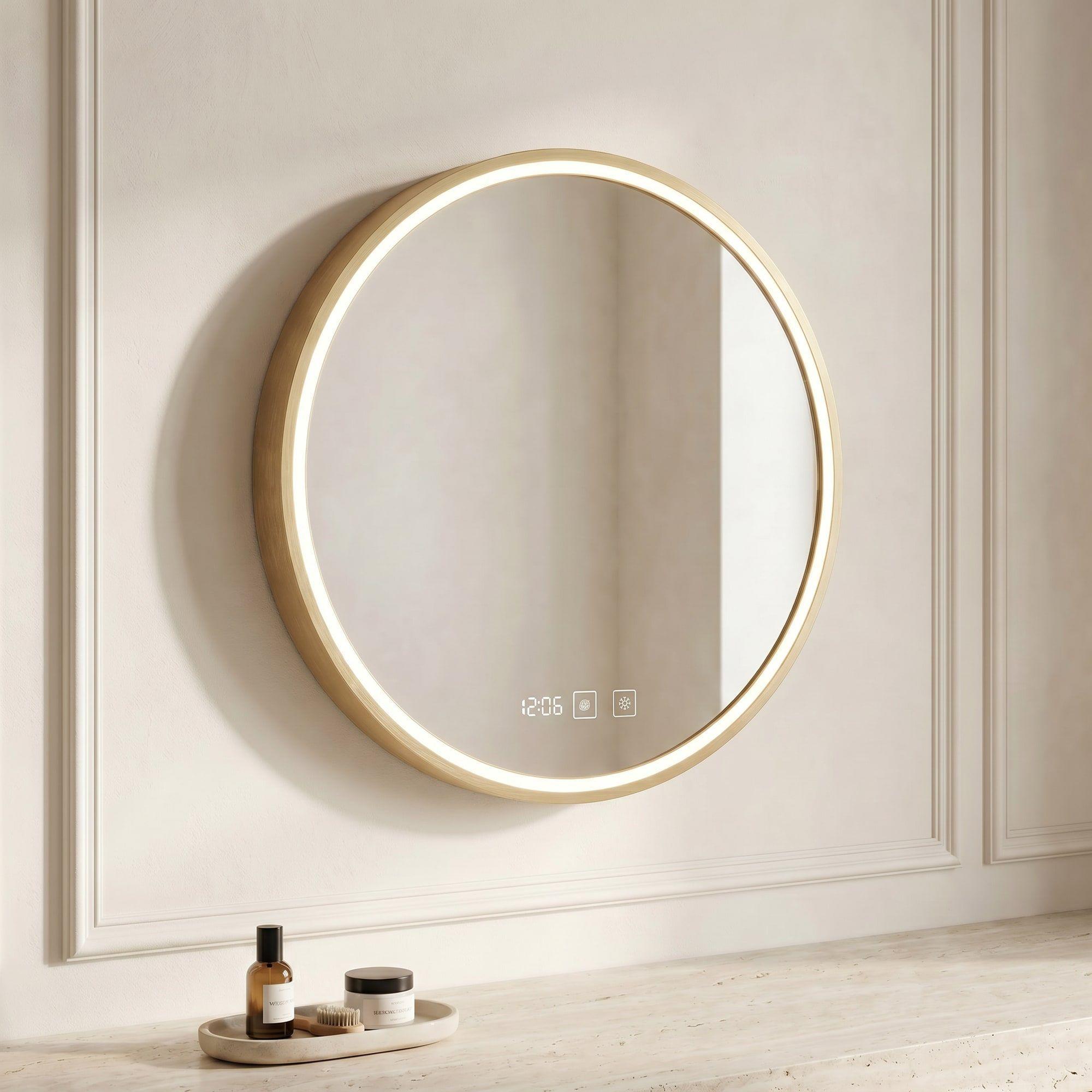 Espejo Marco Melalico Con Luz Led Touch Para Baño 60cm Dorado-6