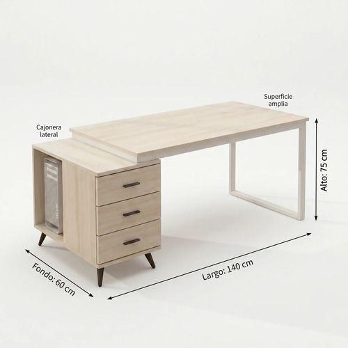 Escritorio Moderno Con Cajoneras 140x60x75cm Para Oficina-2