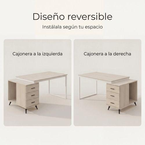 Escritorio Moderno Con Cajoneras 140x60x75cm Para Oficina-3