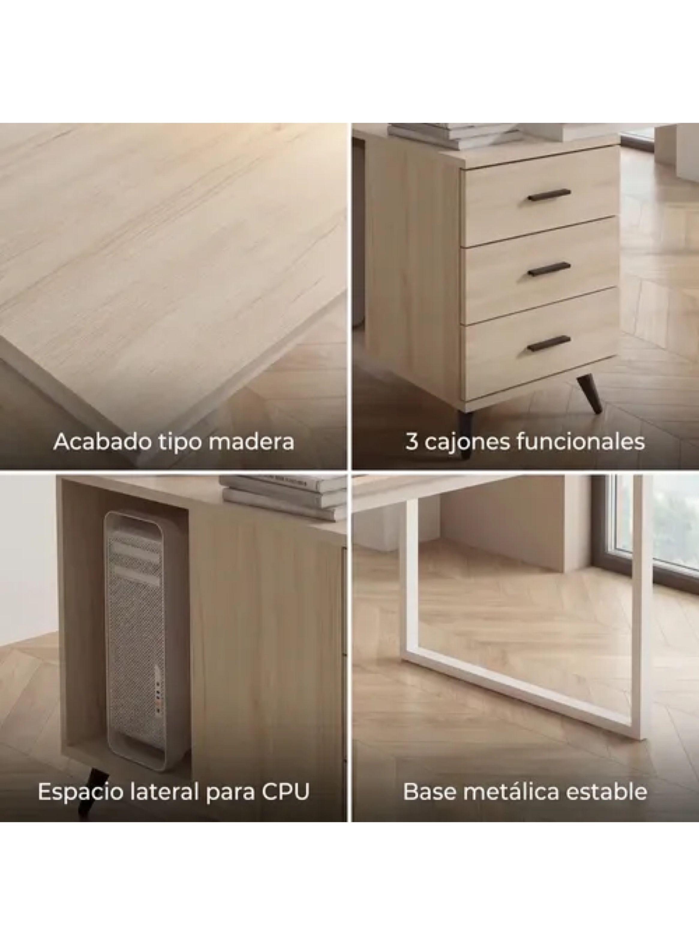 Escritorio Moderno Con Cajoneras 140x60x75cm Para Oficina-4