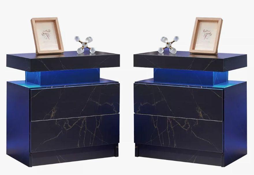 Velador Con Luz Variable Con 2 Cajones Homer Design 52*35*49-4