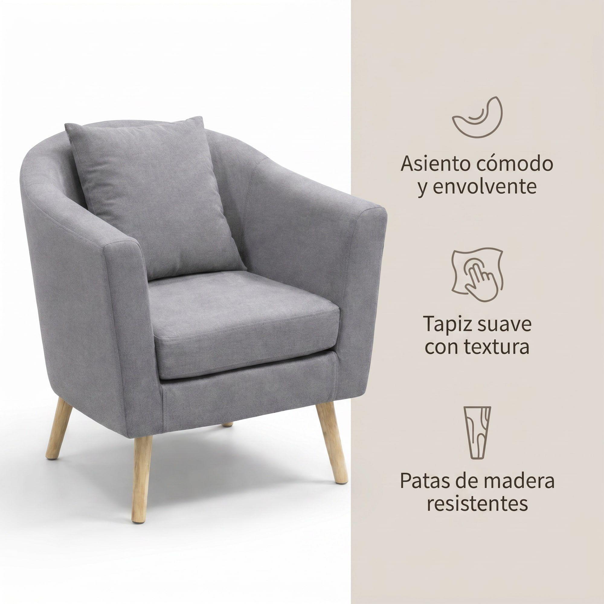 Sitial Poltrona Silla Sillon Con Cojin De Regalo 80x70x52cm Gris-2