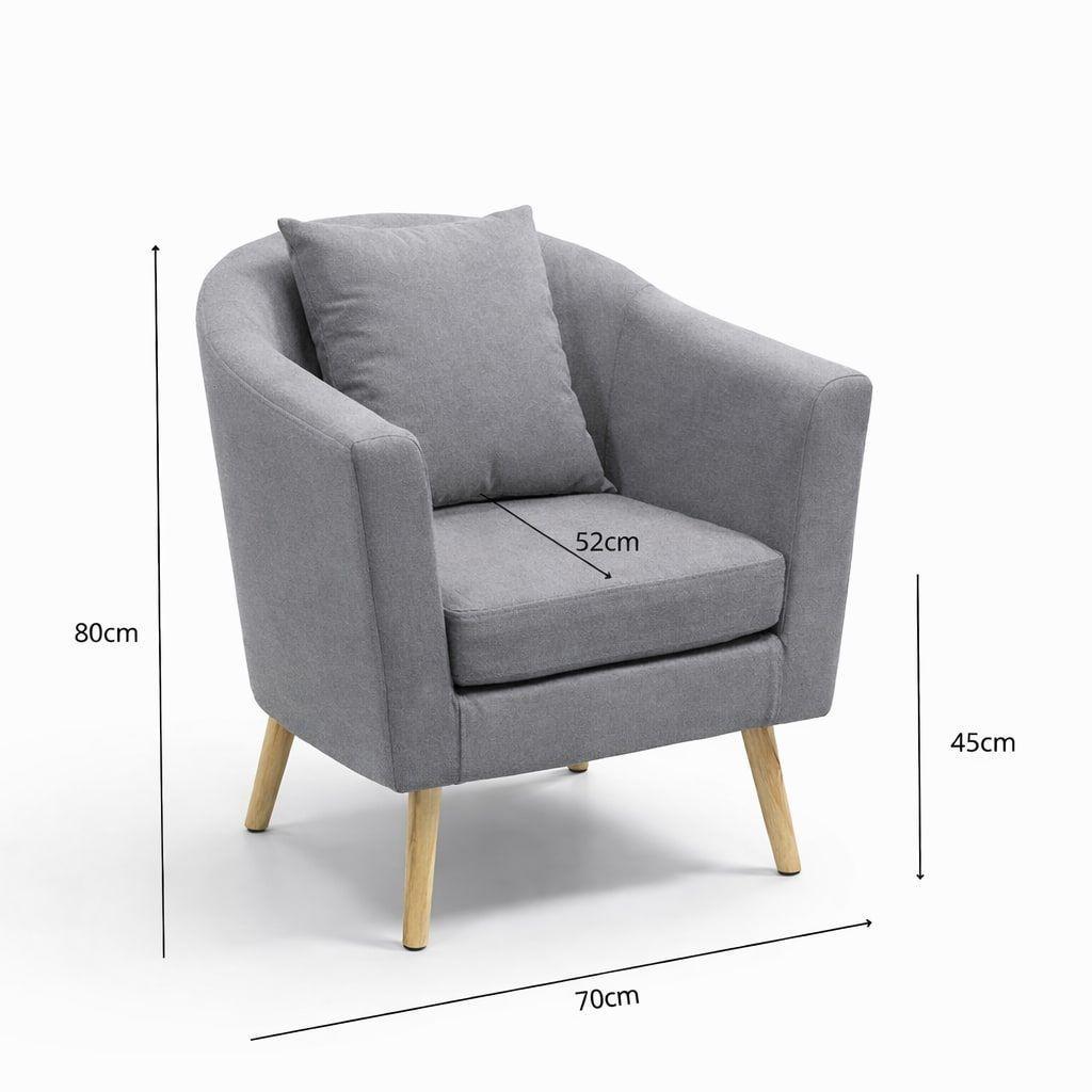 Sitial Poltrona Silla Sillon Con Cojin De Regalo 80x70x52cm Gris-3