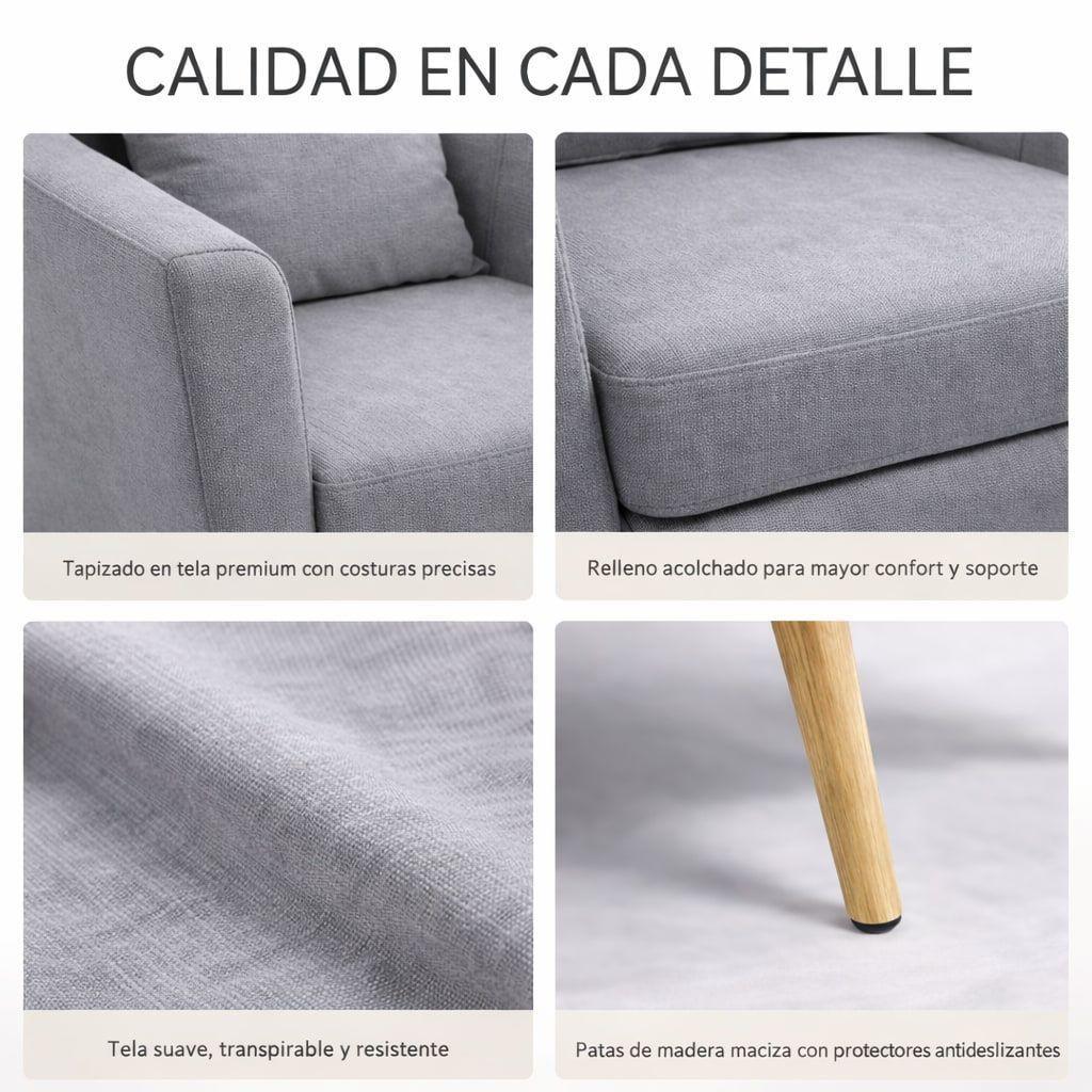 Sitial Poltrona Silla Sillon Con Cojin De Regalo 80x70x52cm Gris-4