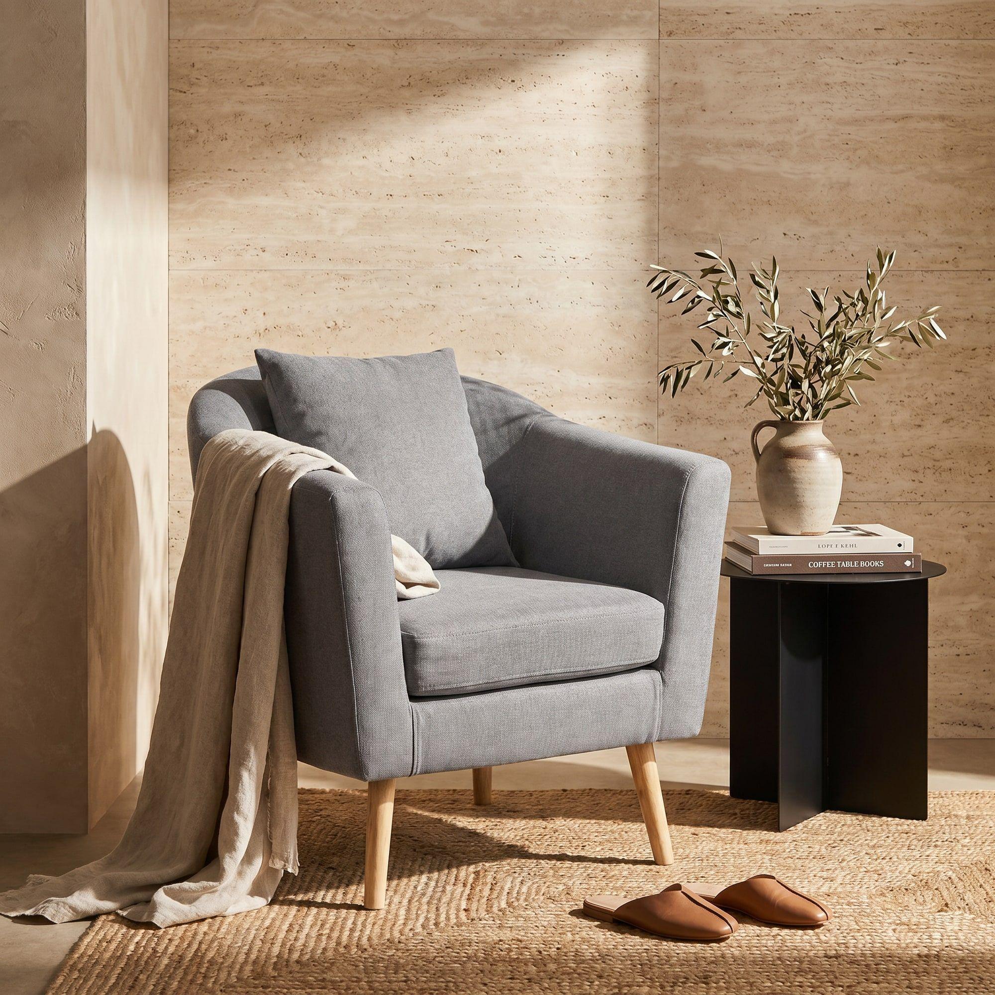 Sitial Poltrona Silla Sillon Con Cojin De Regalo 80x70x52cm Gris-6