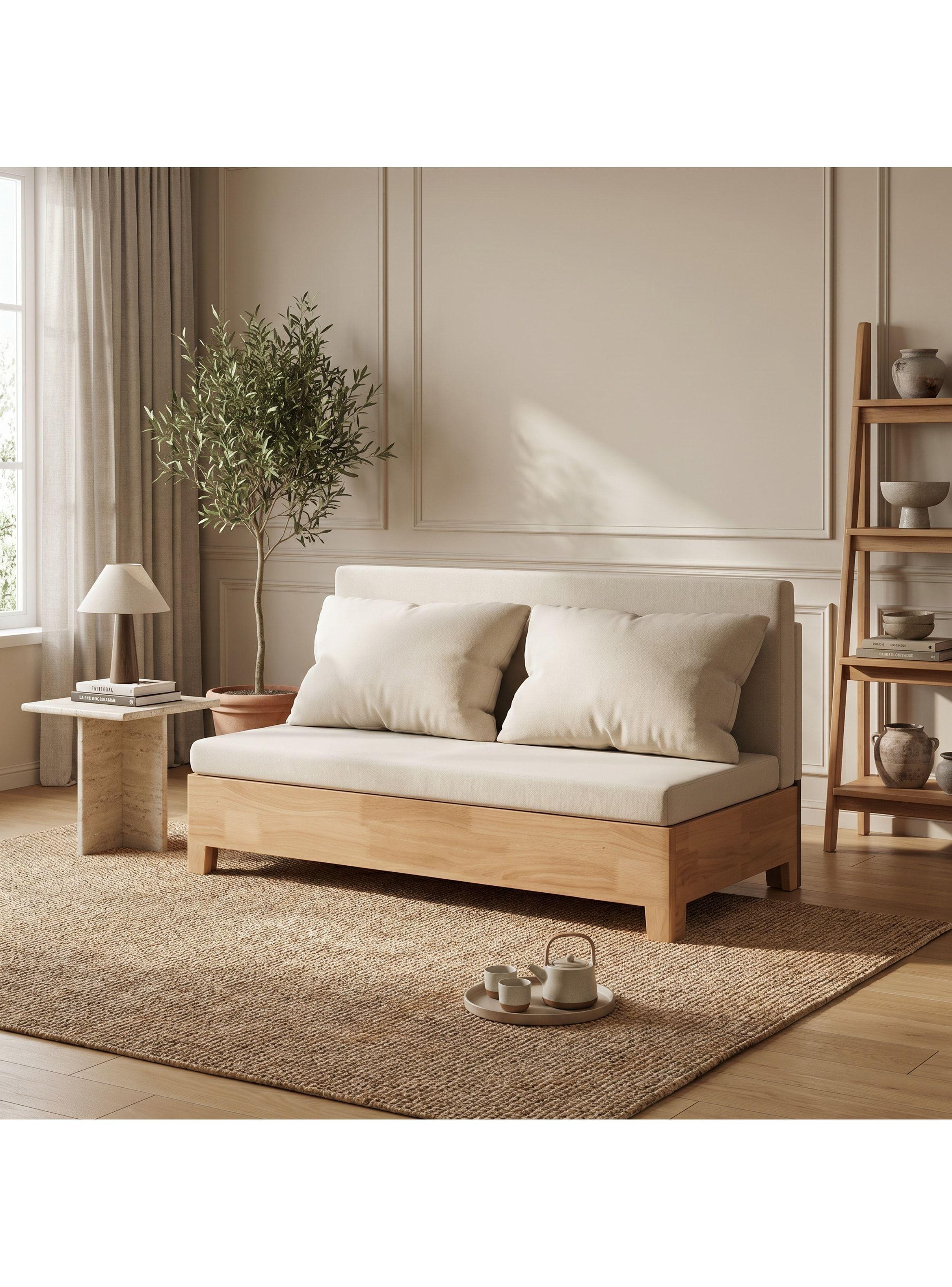 Sofa Cama 3 Cuerpo Con Alcenamiento 150cm Ancho Hecho Madera Balnco Liso-0