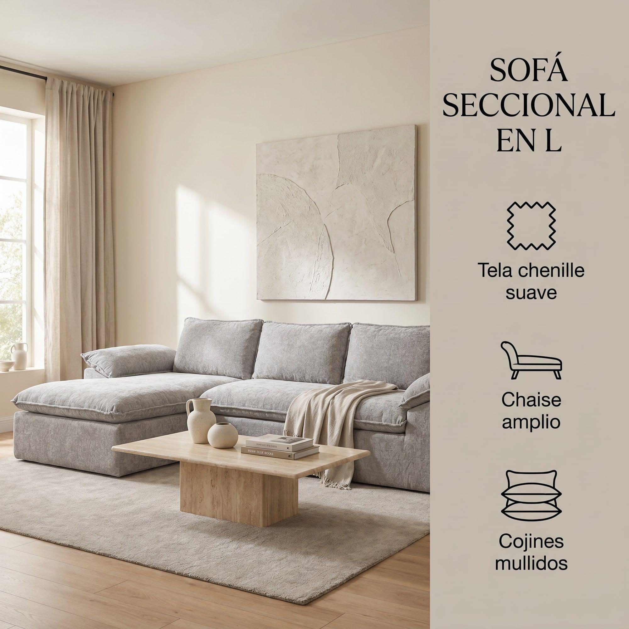 Sofá Seccional Izquierdo Luciano Gris Claro-2