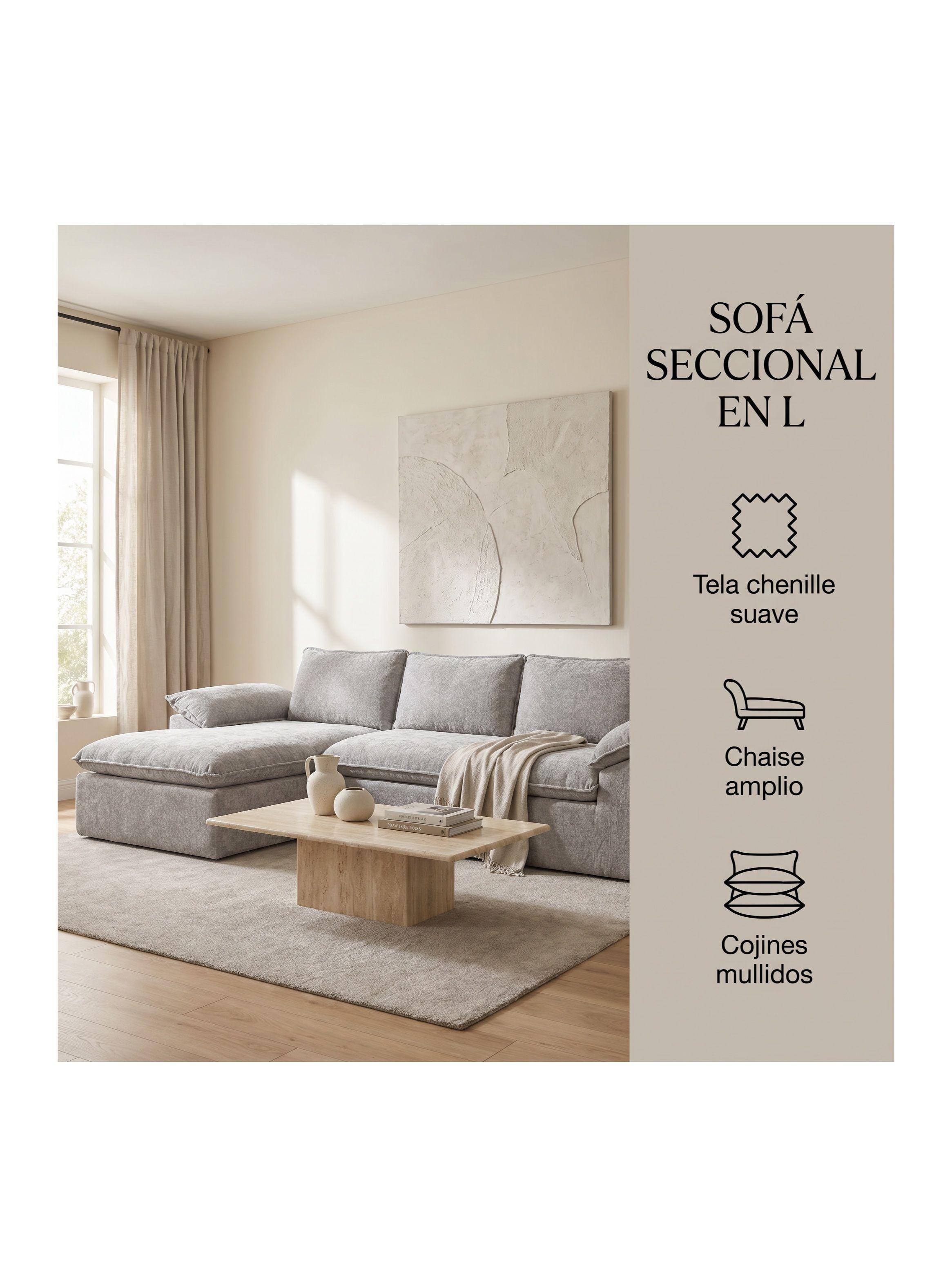 Sofá Seccional Izquierdo Luciano Resorte Independiente Gris Claro-2