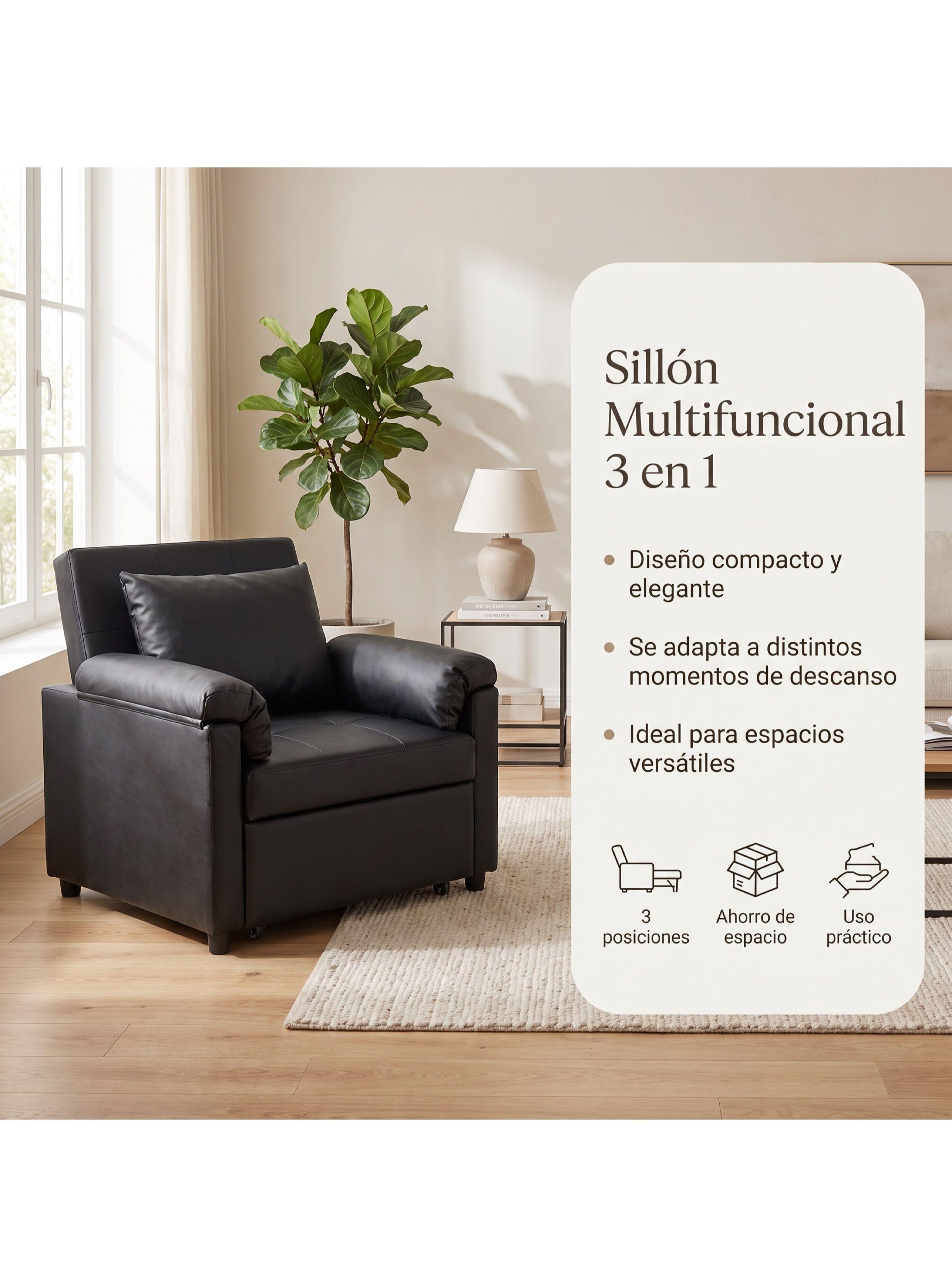 Sillón Cama Individual Extensible Reclinable 3 En 1 Compacto-1