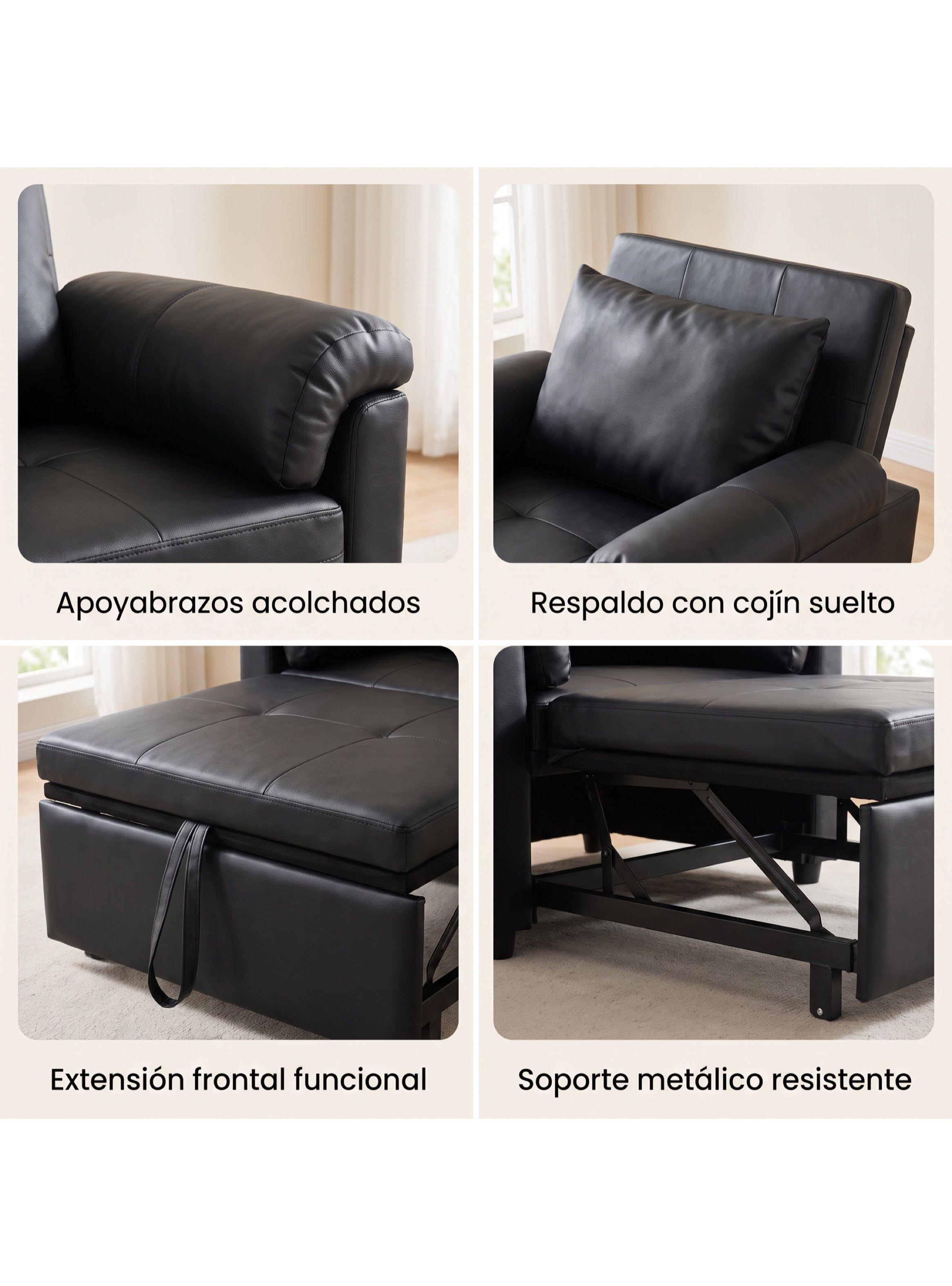 Sillón Cama Individual Extensible Reclinable 3 En 1 Compacto-3