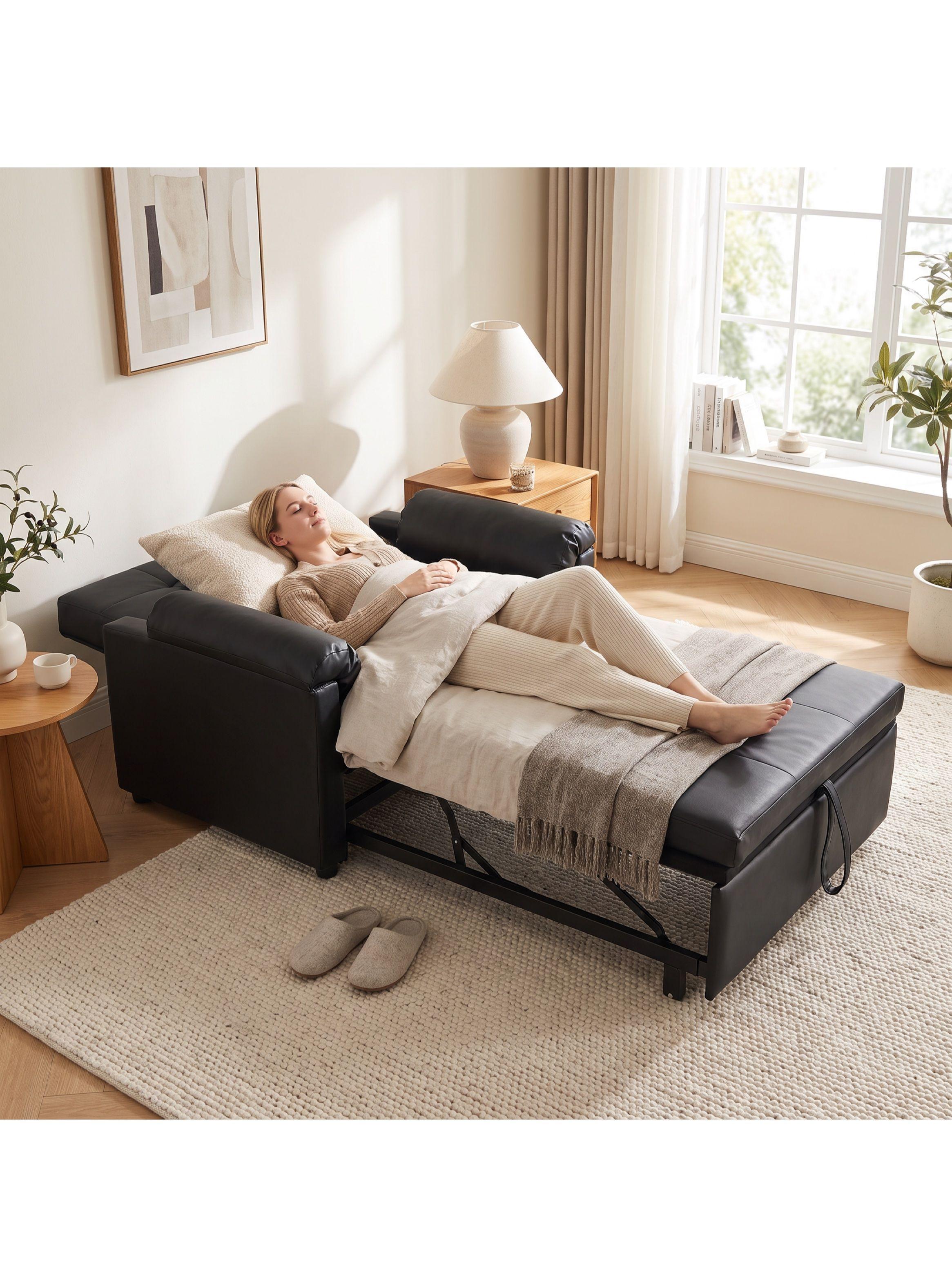 Sillón Cama Individual Extensible Reclinable 3 En 1 Compacto-5