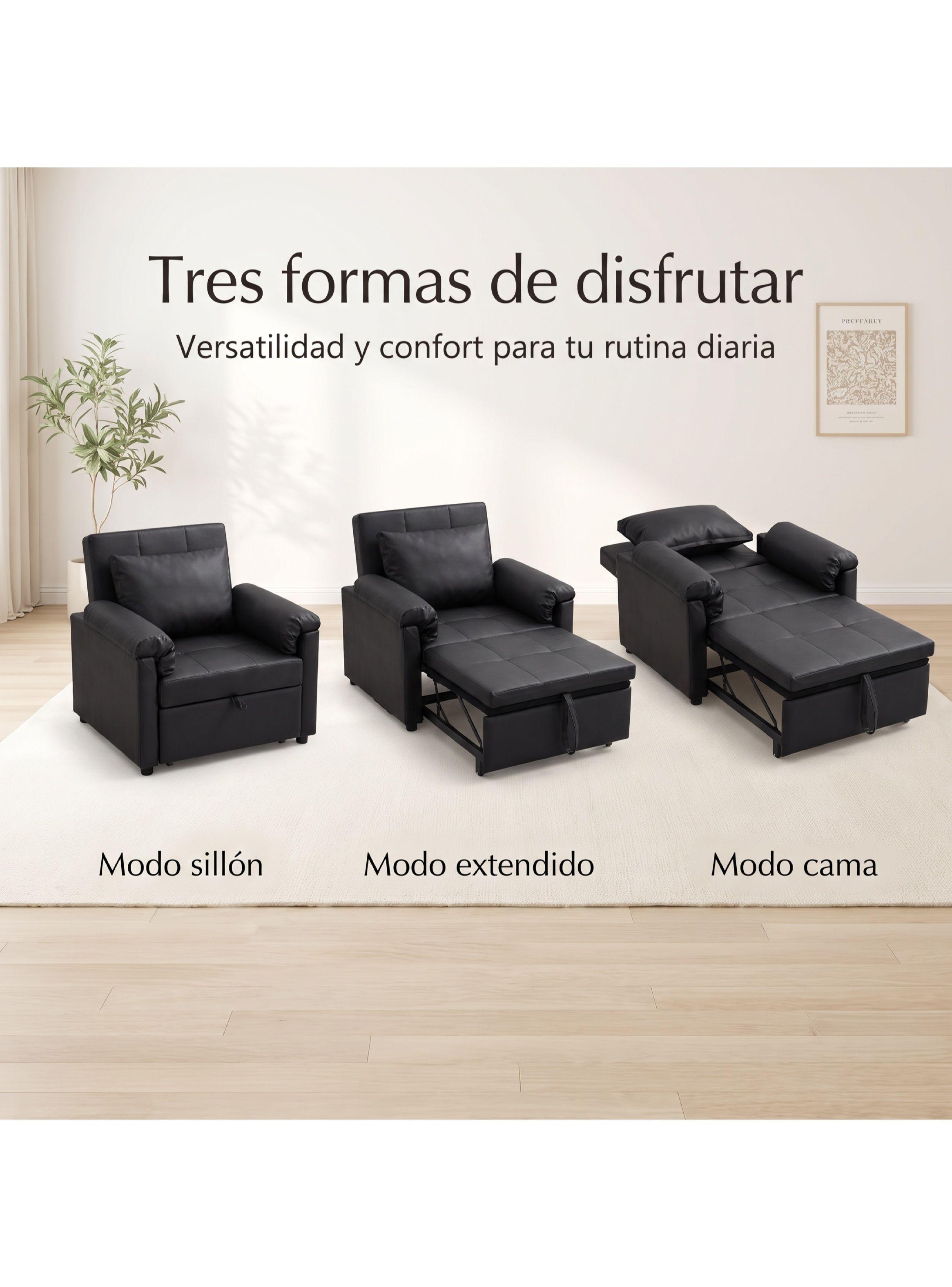 Sillón Cama Individual Extensible Reclinable 3 En 1 Compacto-7