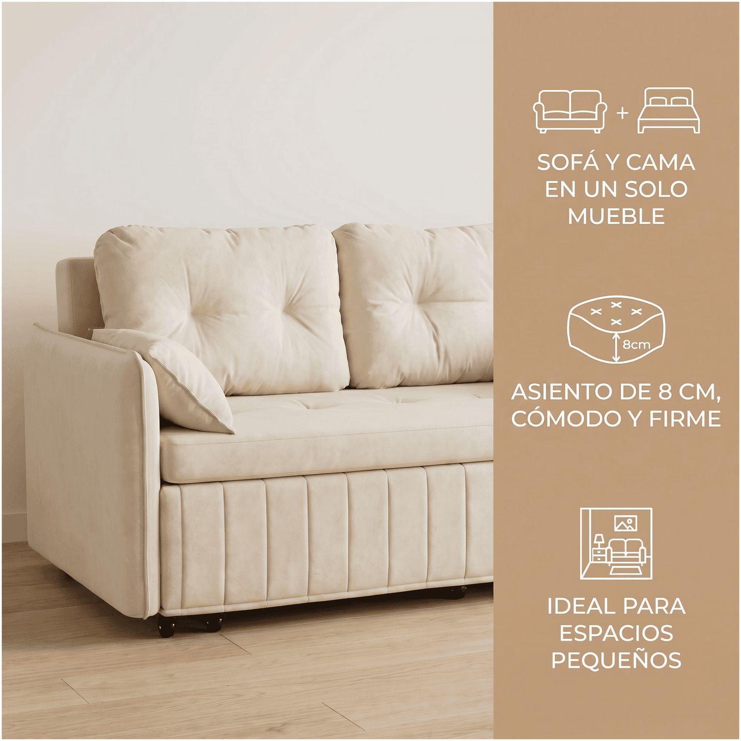 Sofa Cama 170cm tela tecnica Base De Fierro con Almacenamiento BLANCO-4