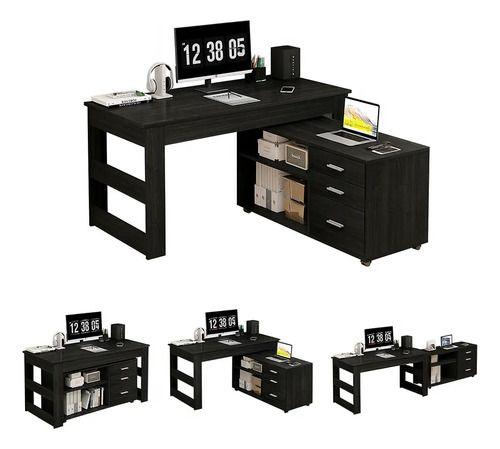Escritorio Multifuncional Con Archivero Transformable 140cm Negro-0