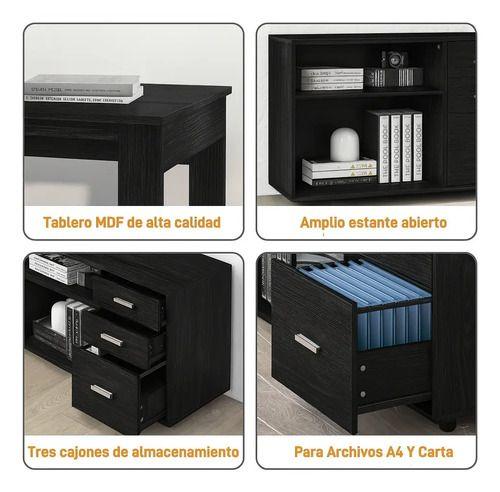 Escritorio Multifuncional Con Archivero Transformable 140cm Negro-3