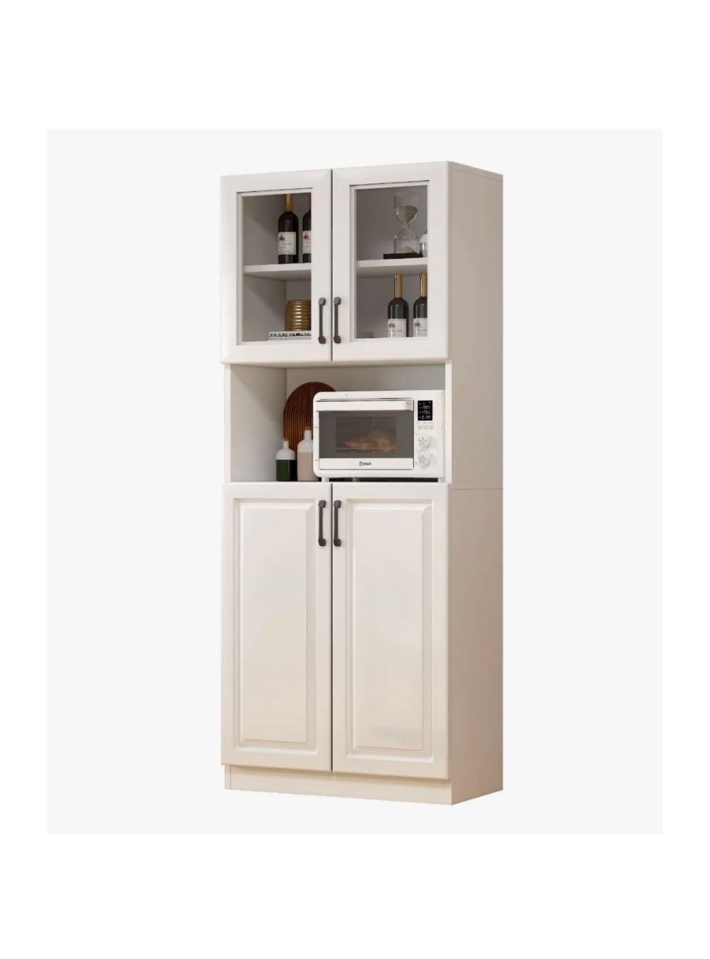 Mueble De Cocina De Pata Estante Con Vidrio 60x36x176cm Color Blanco-7