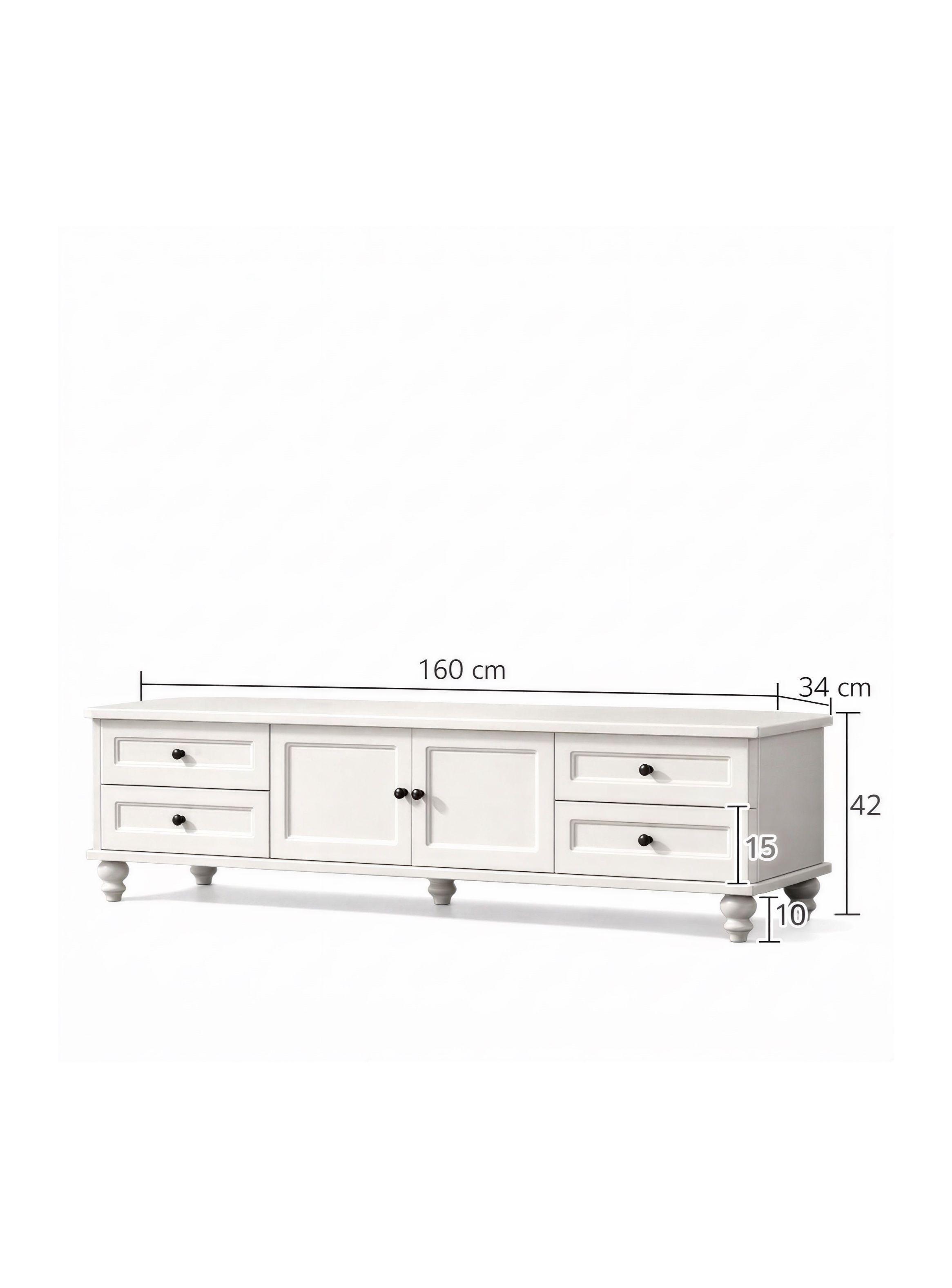 Rack Tv 160x34x42cm Melamina Estilo Europeo Con Patas Blanco-2