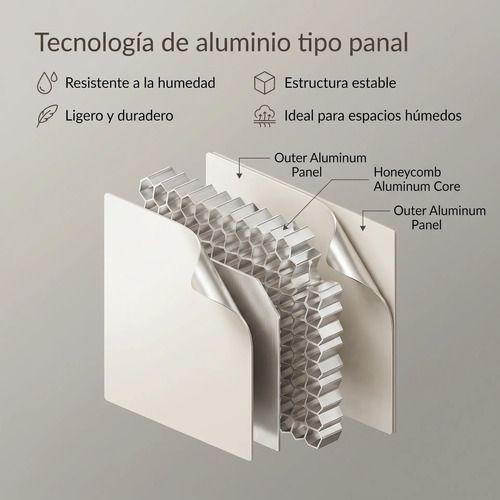 Vanitorio De Panal Aluminio + Botiquín Espejo Inteligente C2 Blanco Un Agujero-5