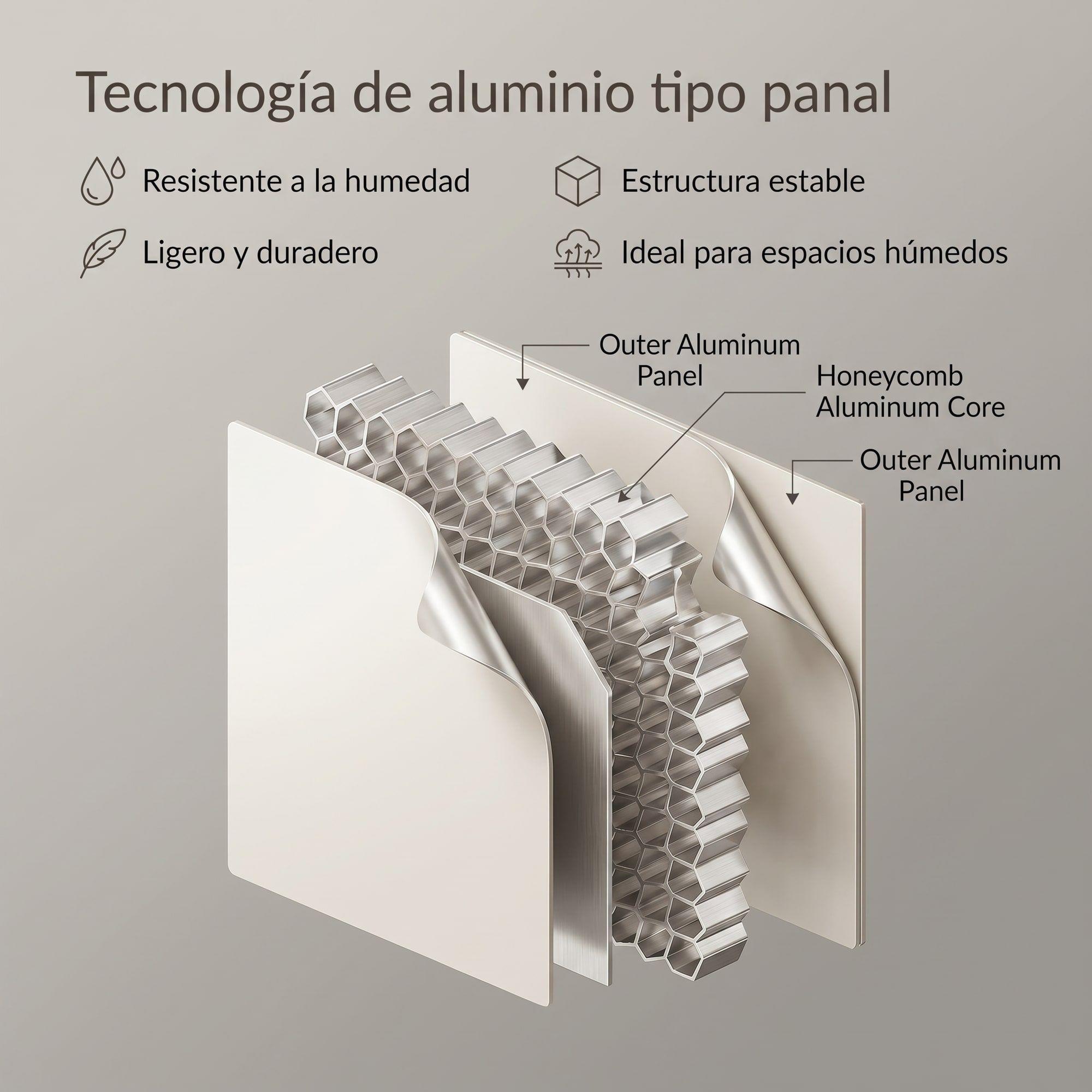 Vanitorio De Panal Aluminio + Botiquín Espejo Inteligente C2 Blanco Un Agujero-5