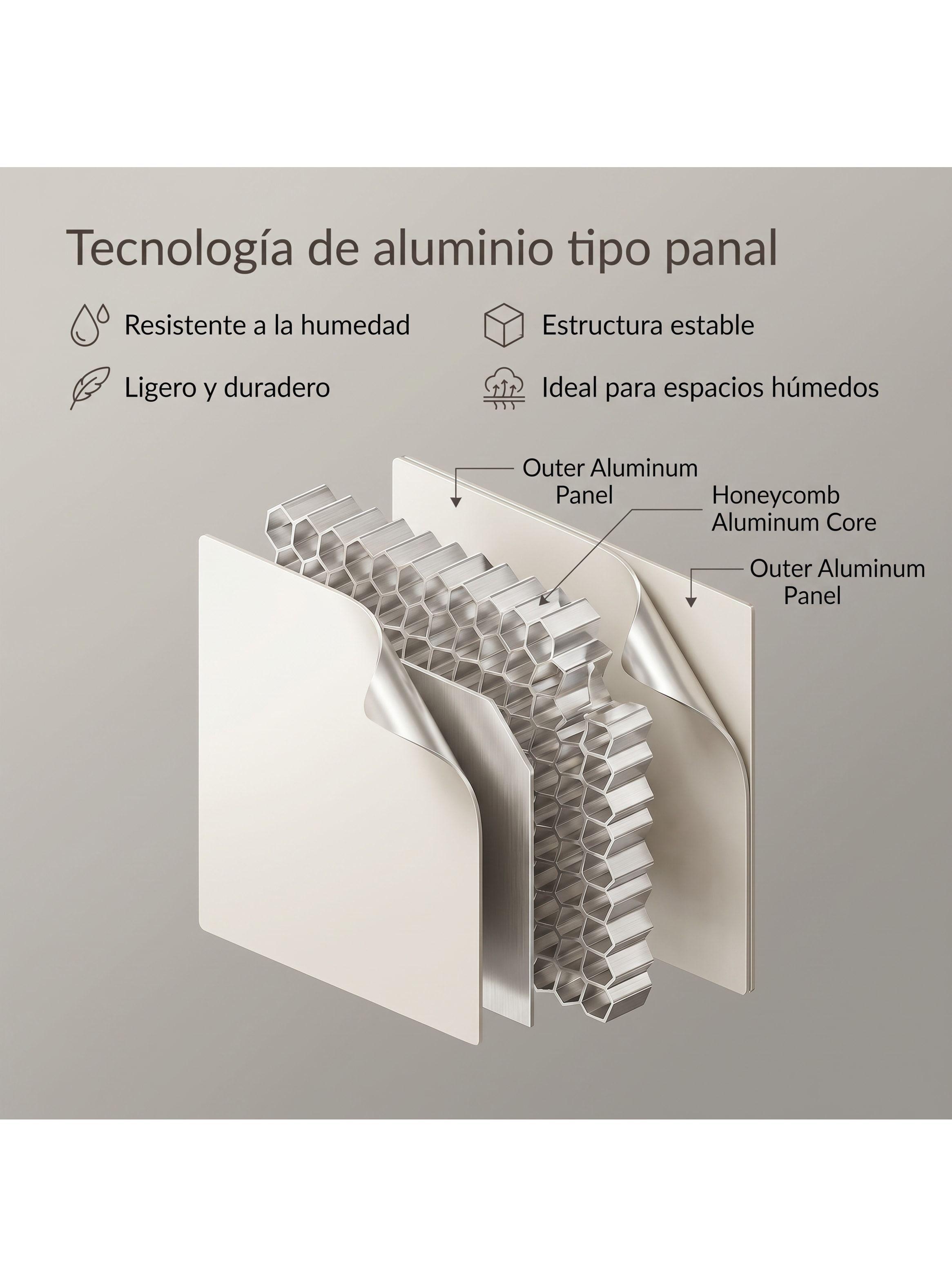 Vanitorio De Panal Aluminio + Botiquín Espejo Inteligente C2 Blanco Un Agujero-5