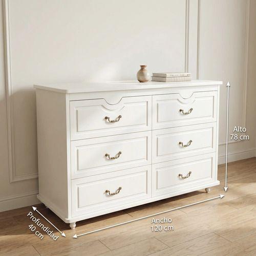 Comoda Cajonera Gabriela Elegante Estilo France 120*40*78cm Blanco-2