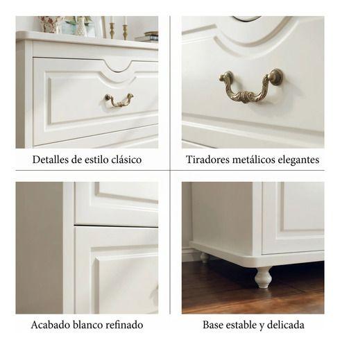 Comoda Cajonera Gabriela Elegante Estilo France 120*40*78cm Blanco-3