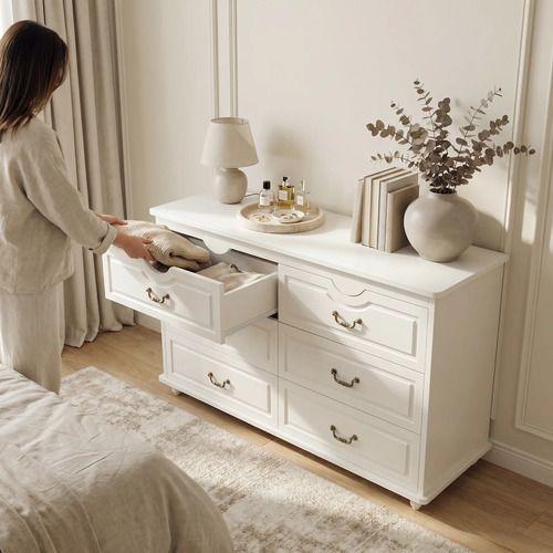 Comoda Cajonera Gabriela Elegante Estilo France 120*40*78cm Blanco-6