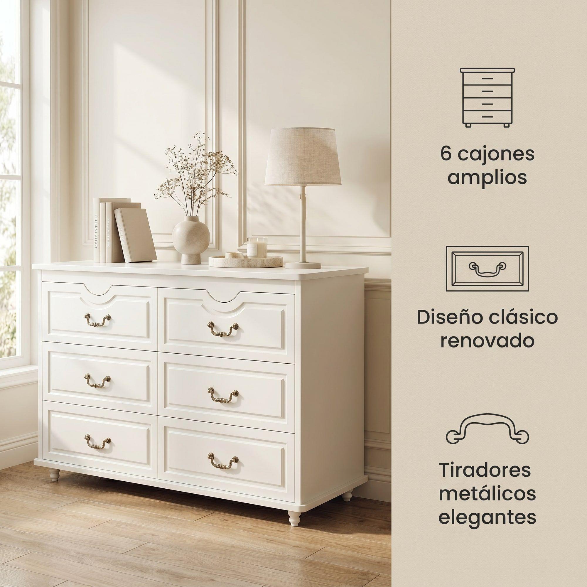 Comoda Cajonera Gabriela Elegante Estilo France 120*40*78cm Blanco-1