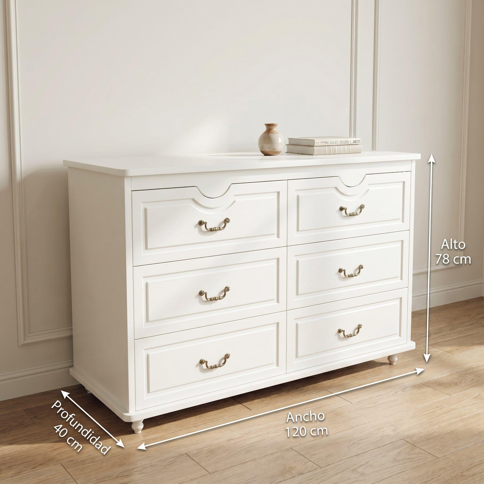 Comoda Cajonera Gabriela Elegante Estilo France 120*40*78cm Blanco-2
