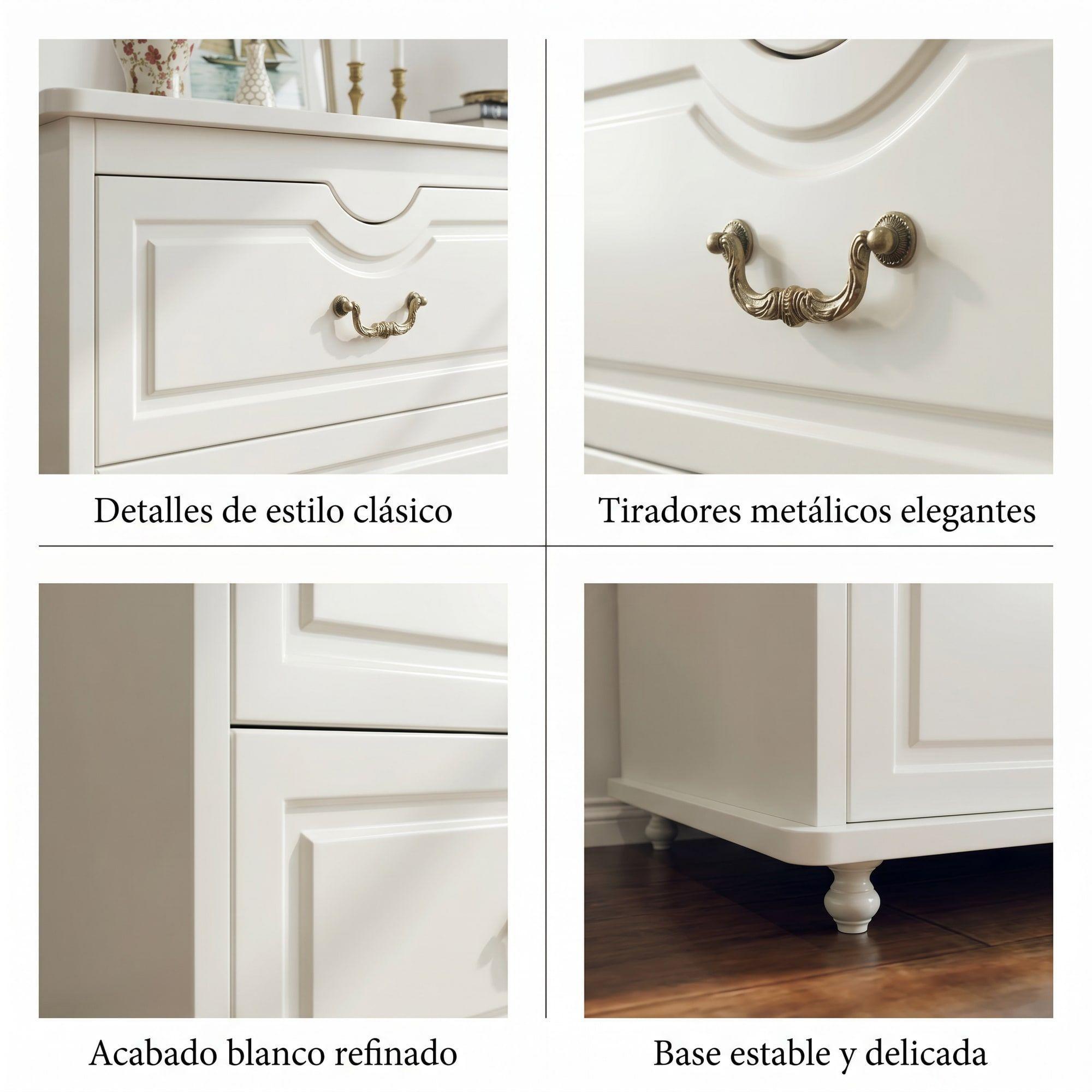Comoda Cajonera Gabriela Elegante Estilo France 120*40*78cm Blanco-3