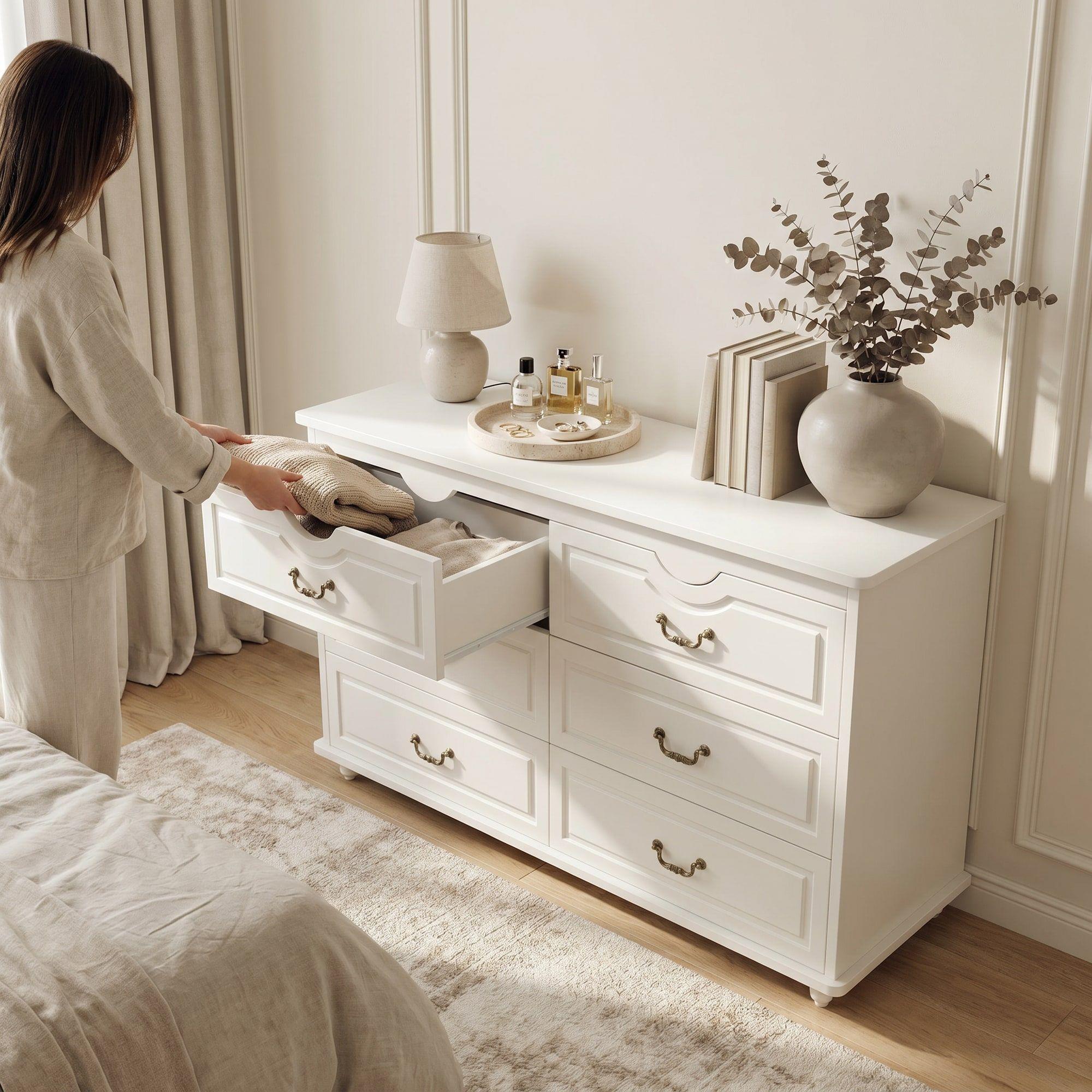 Comoda Cajonera Gabriela Elegante Estilo France 120*40*78cm Blanco-6