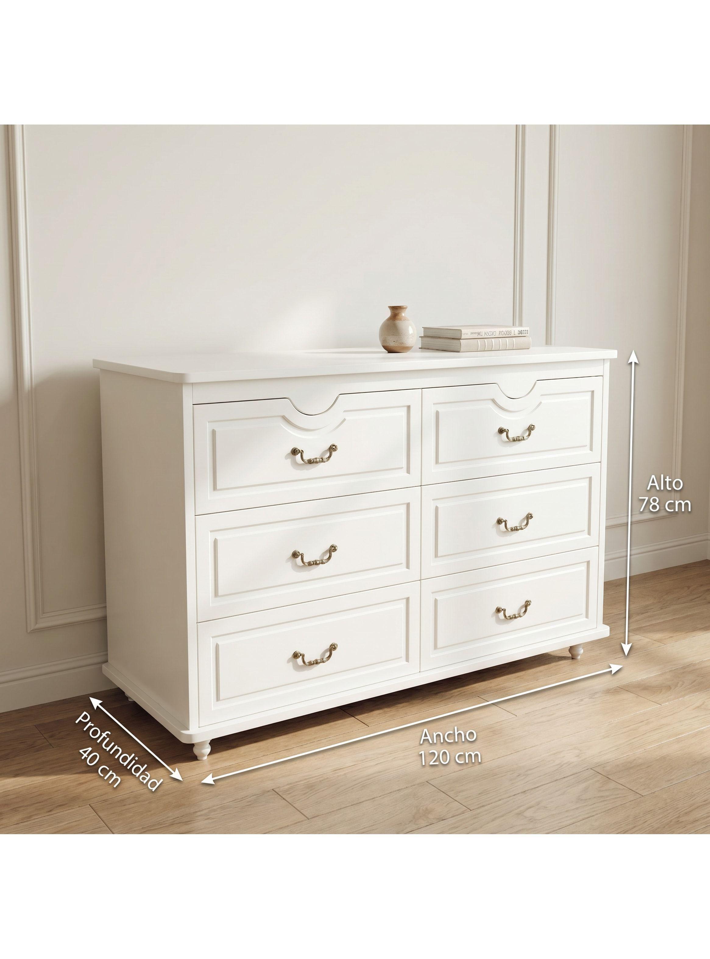 Comoda Cajonera Gabriela Elegante Estilo France 120*40*78cm Blanco-2