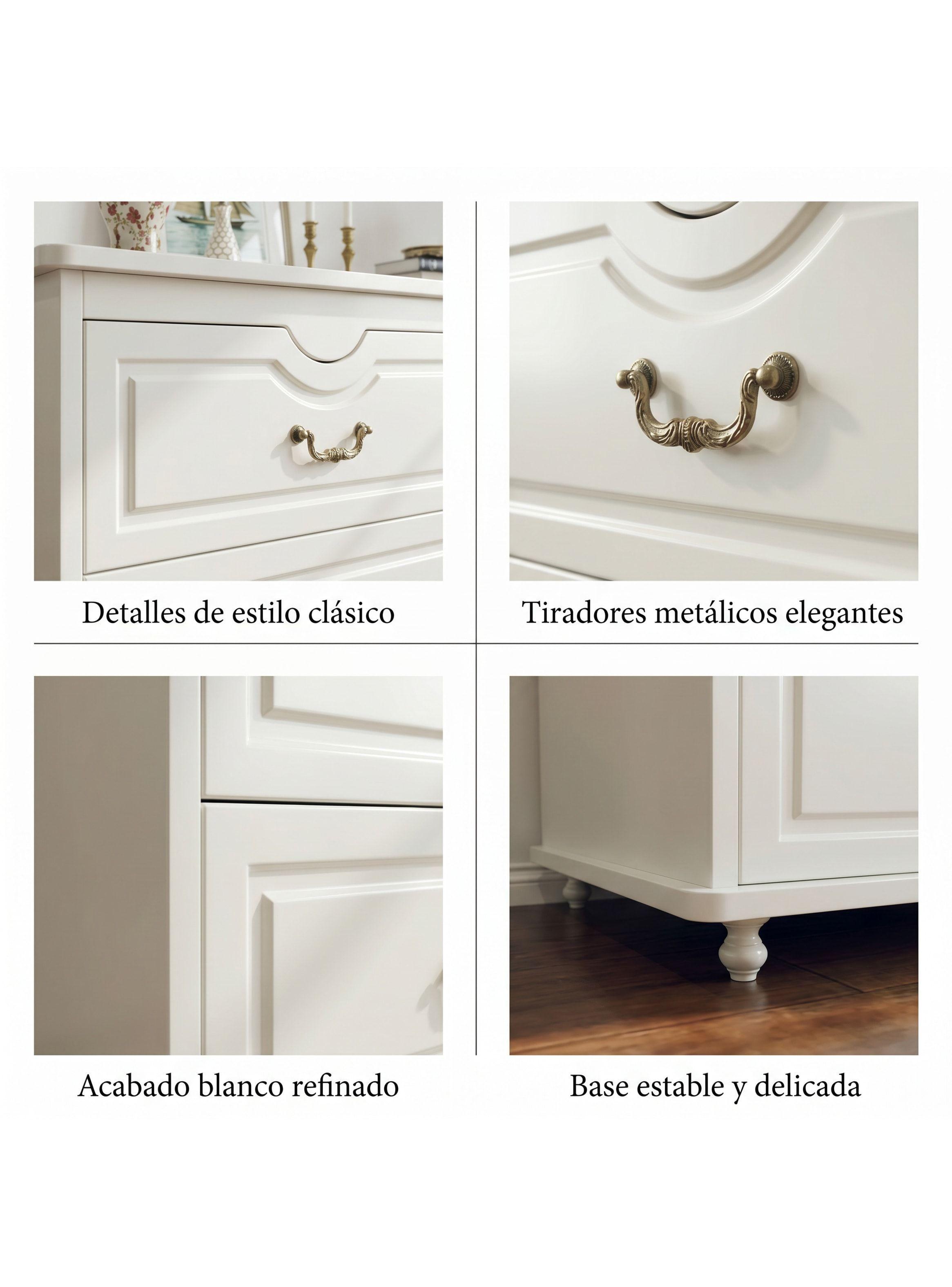 Comoda Cajonera Gabriela Elegante Estilo France 120*40*78cm Blanco-3