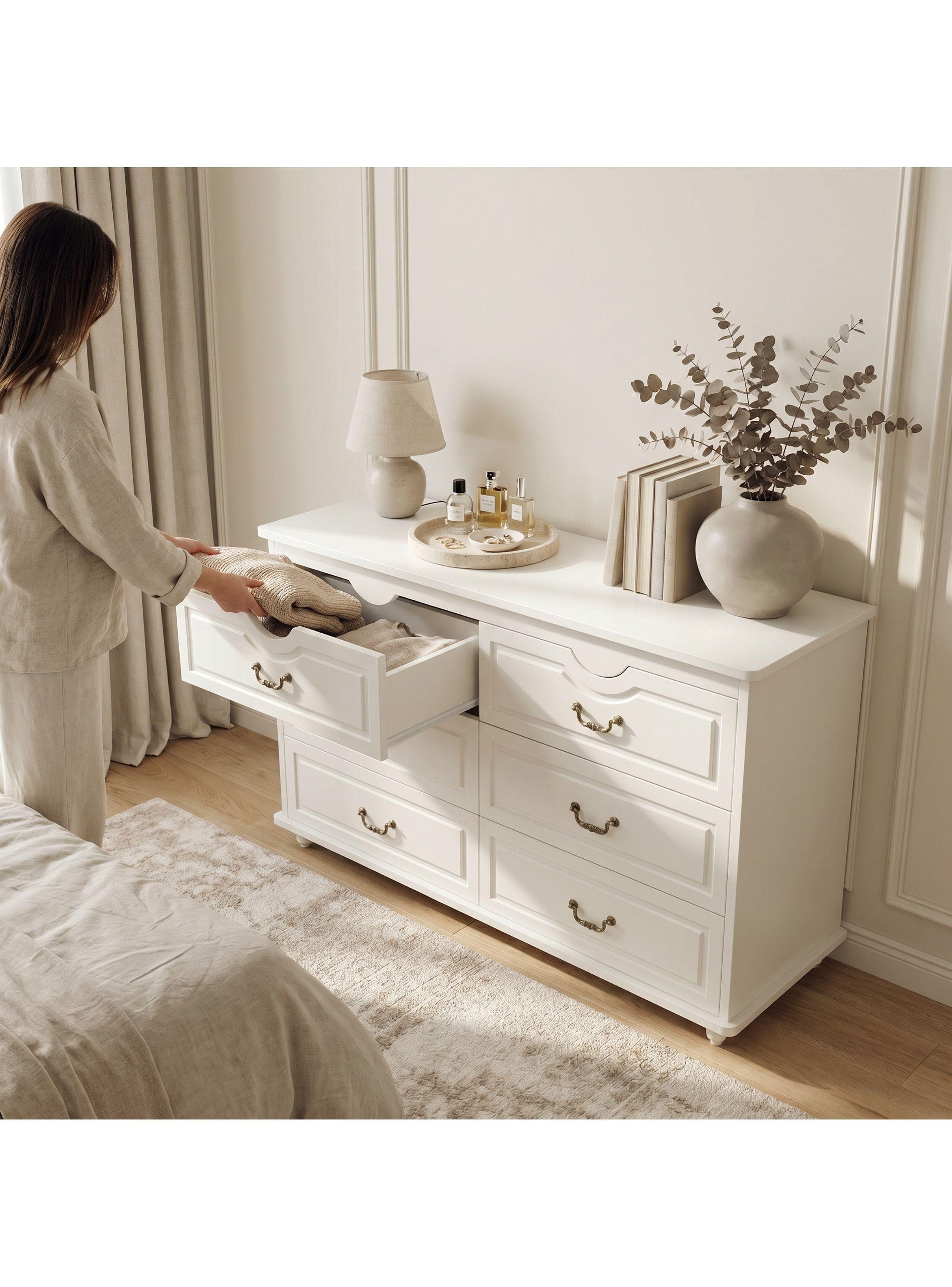 Comoda Cajonera Gabriela Elegante Estilo France 120*40*78cm Blanco-6
